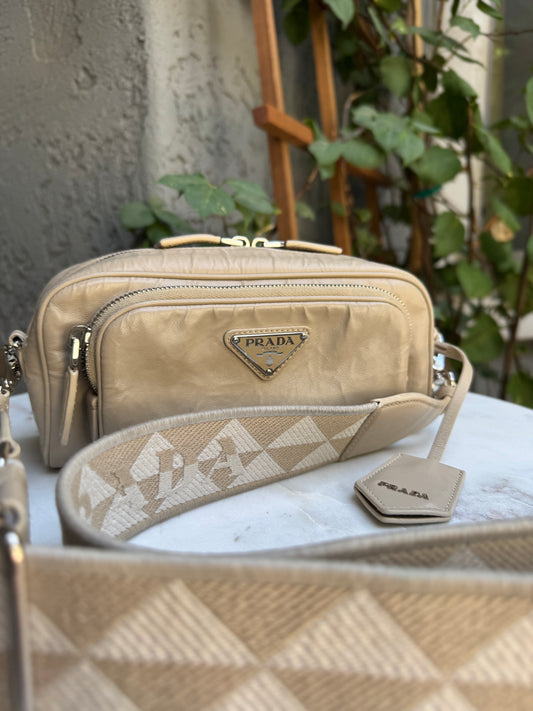 Prada Nappa Antique Leather Multi Pocket Crossbody