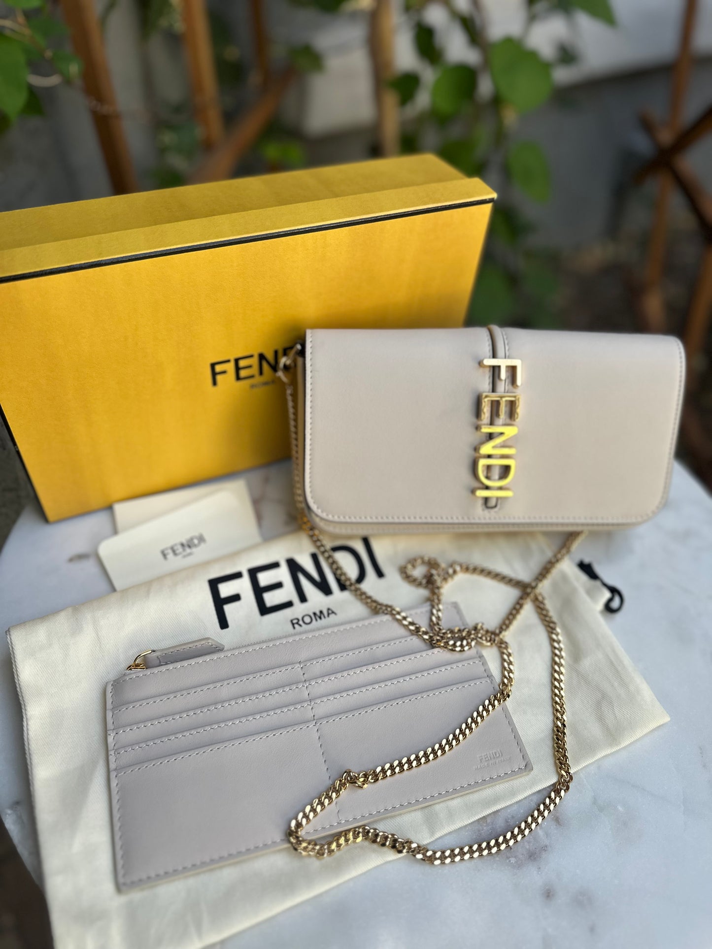 Fendi Fendigraphy Wallet On Chain Leather Crossbody