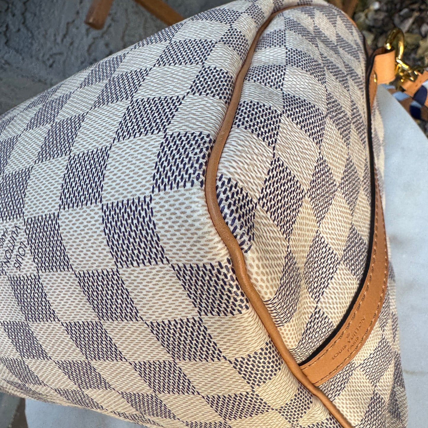 Louis Vuitton Damier Azur Canvas Braided Speedy 30 Bandouliere