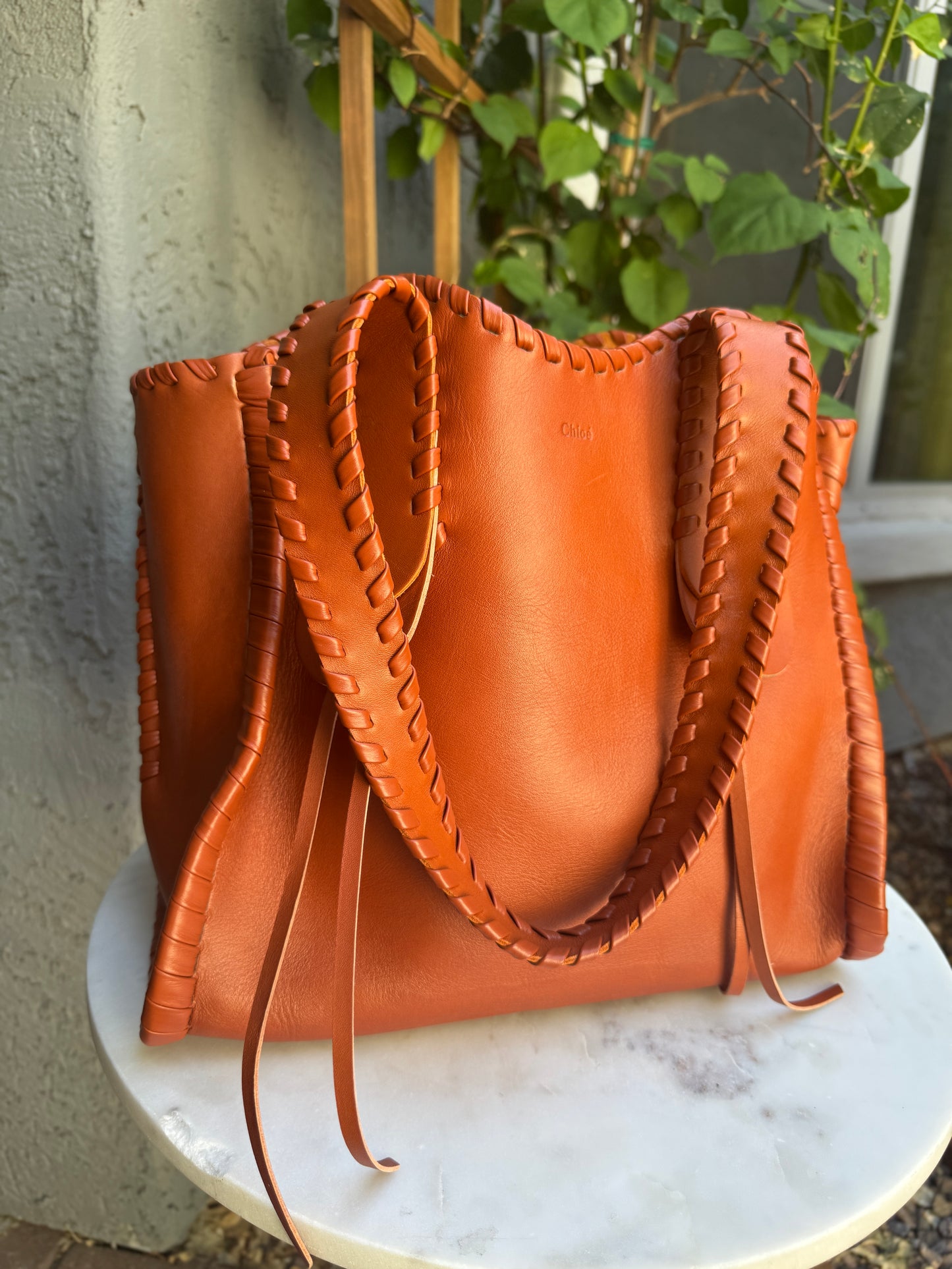 Chloé Mony Whipstitch Leather Medium Tote