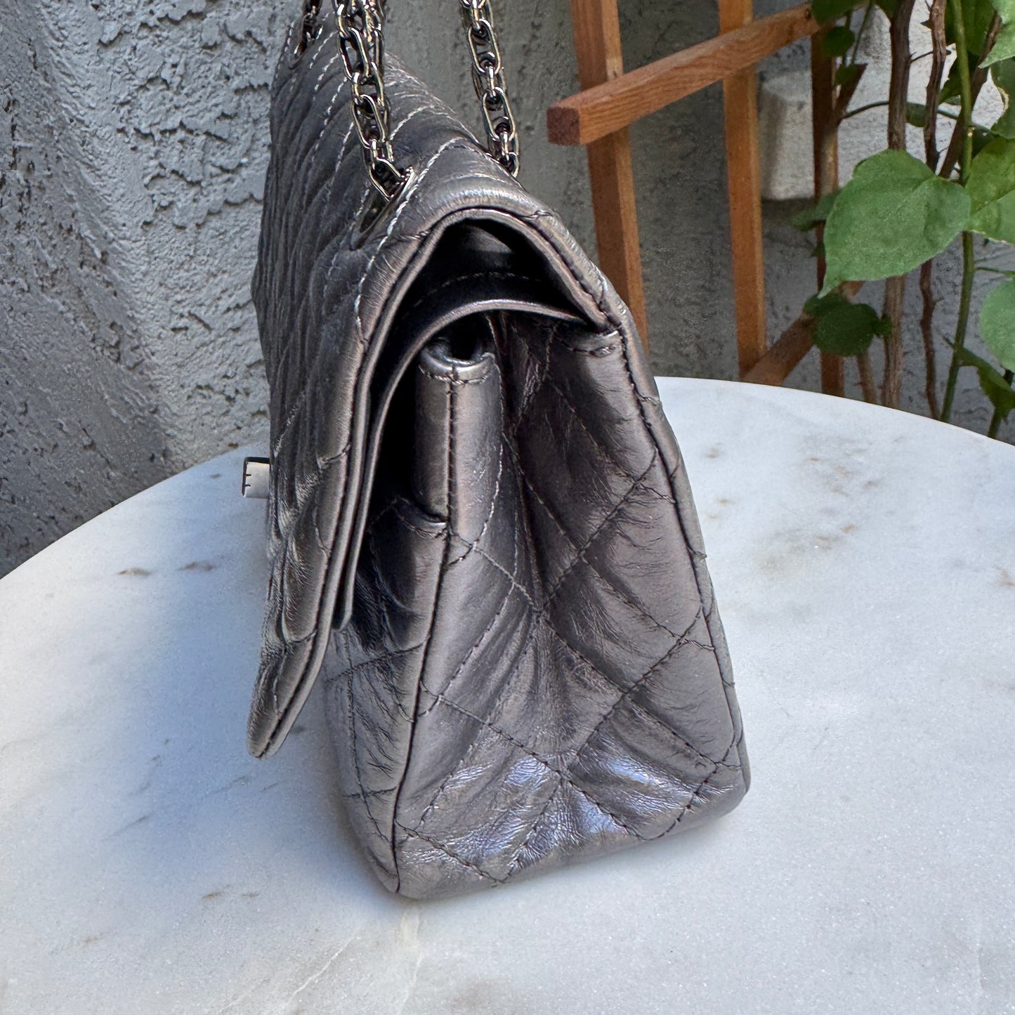 Chanel 2.55 Reissue 227 Double Flap Metallic Aged Calfskin Shoulder Bag