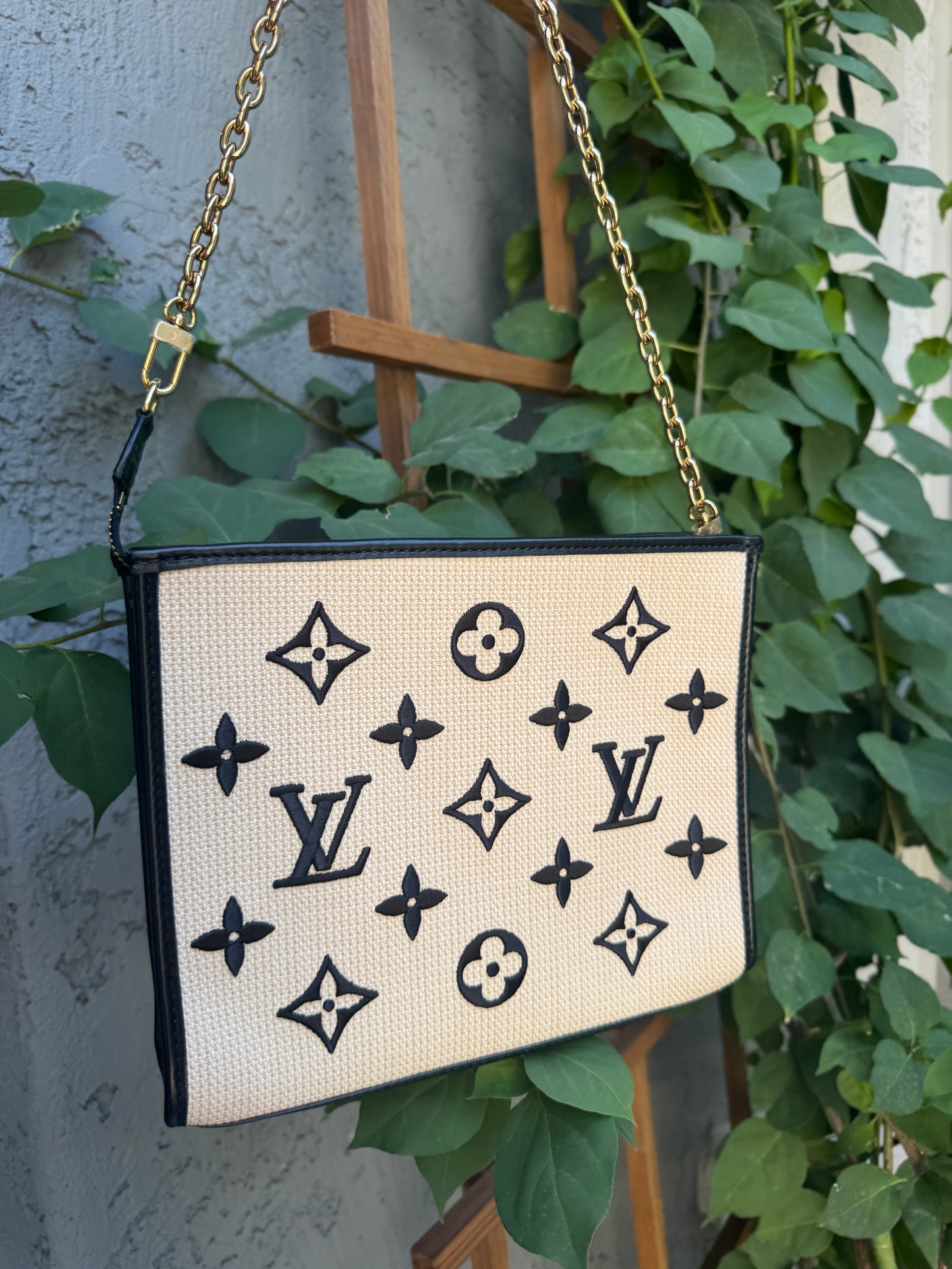 Louis Vuitton Raffia Toiletry 26 Pouch Pochette on Chain