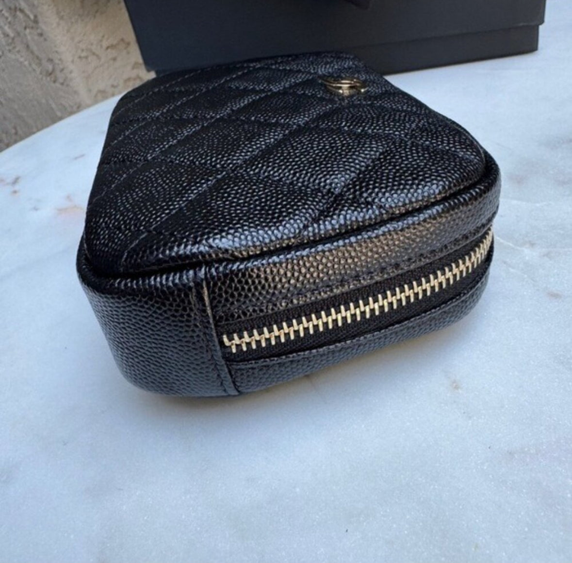 Chanel Small Curvy Quilted Caviar Cosmetic Pouch