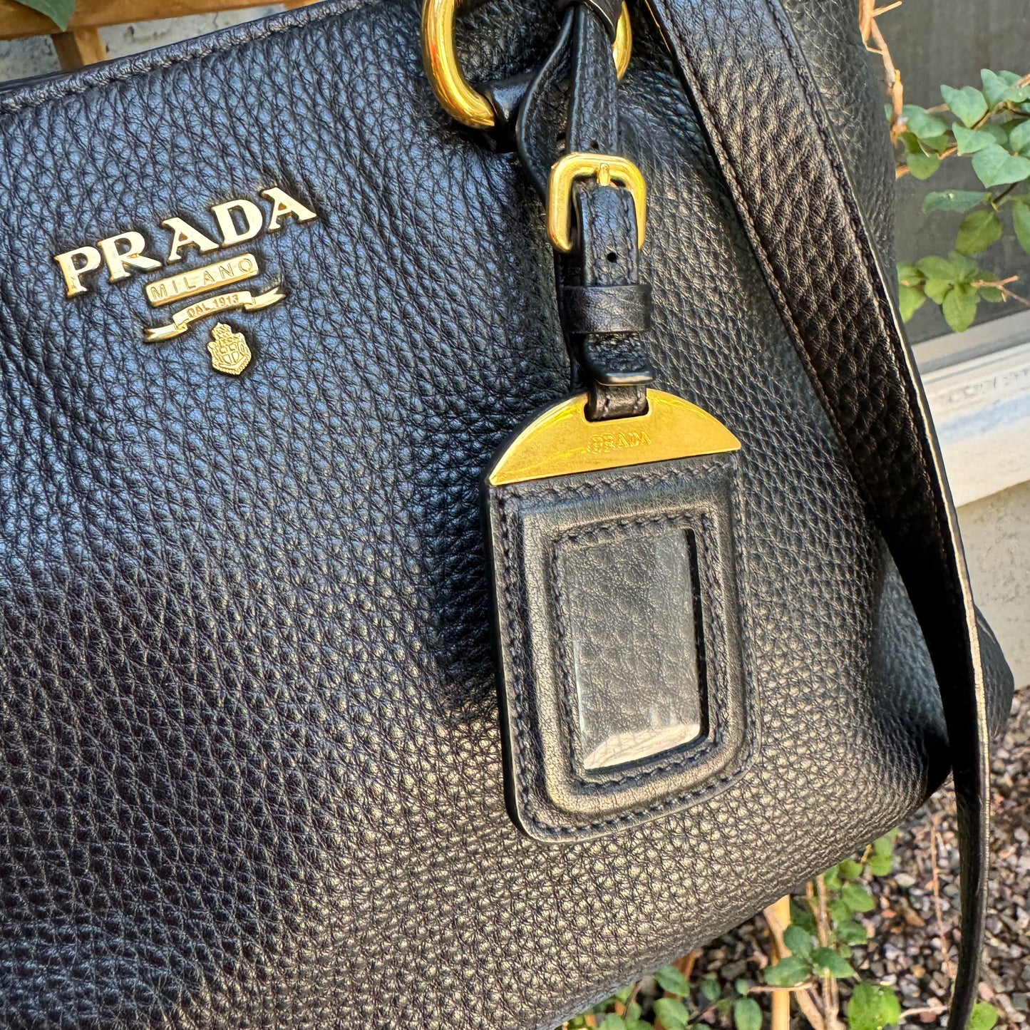 Prada Pebbled Leather Vitello Daino Crossbody