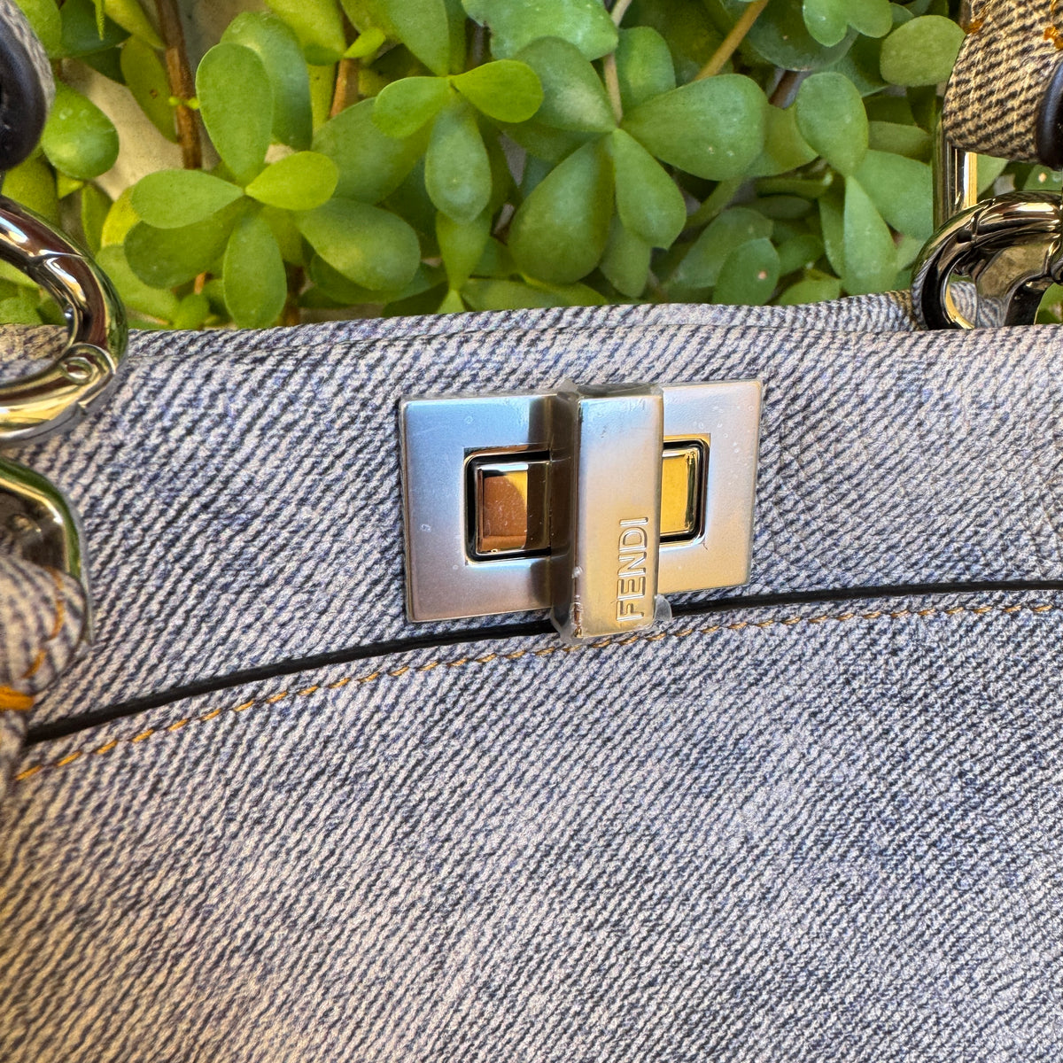 Fendi Denim Effect Leather Mini Peekaboo