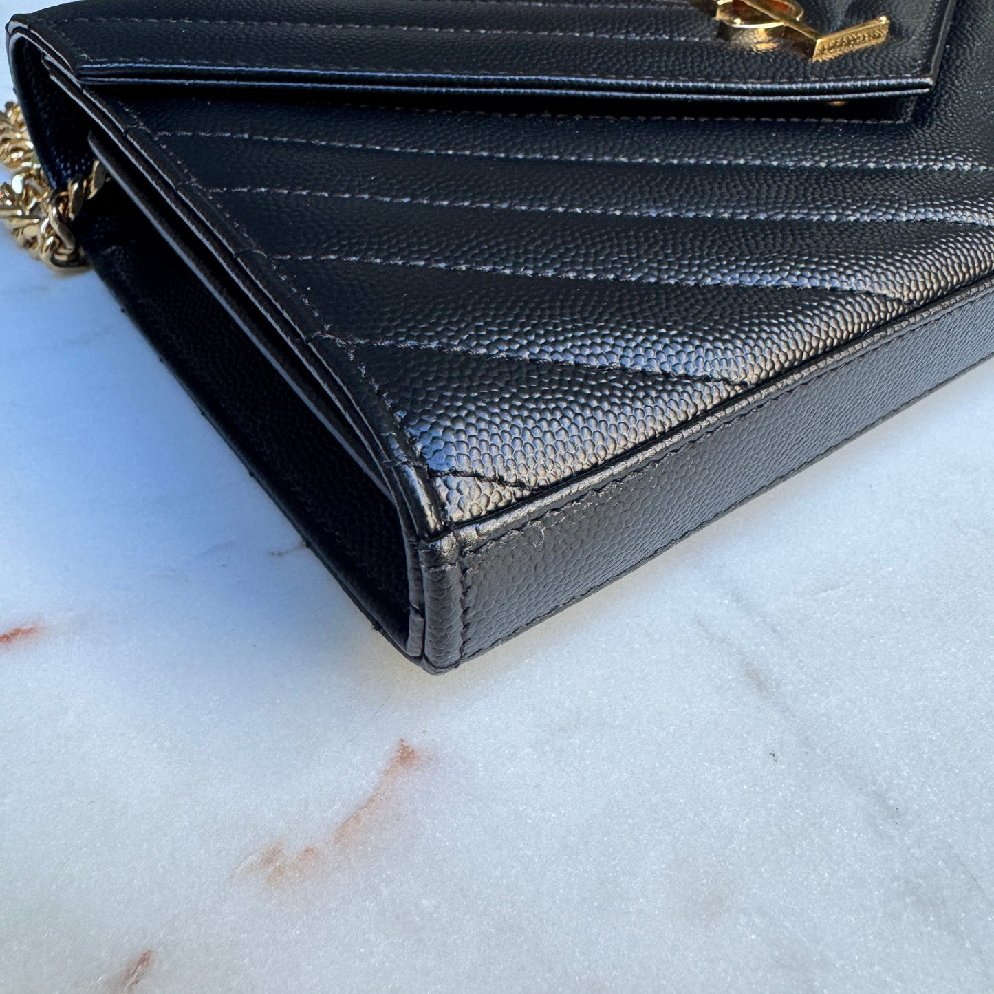 Saint Laurent Cassandre Matelassé Envelope Chain Wallet Crossbody