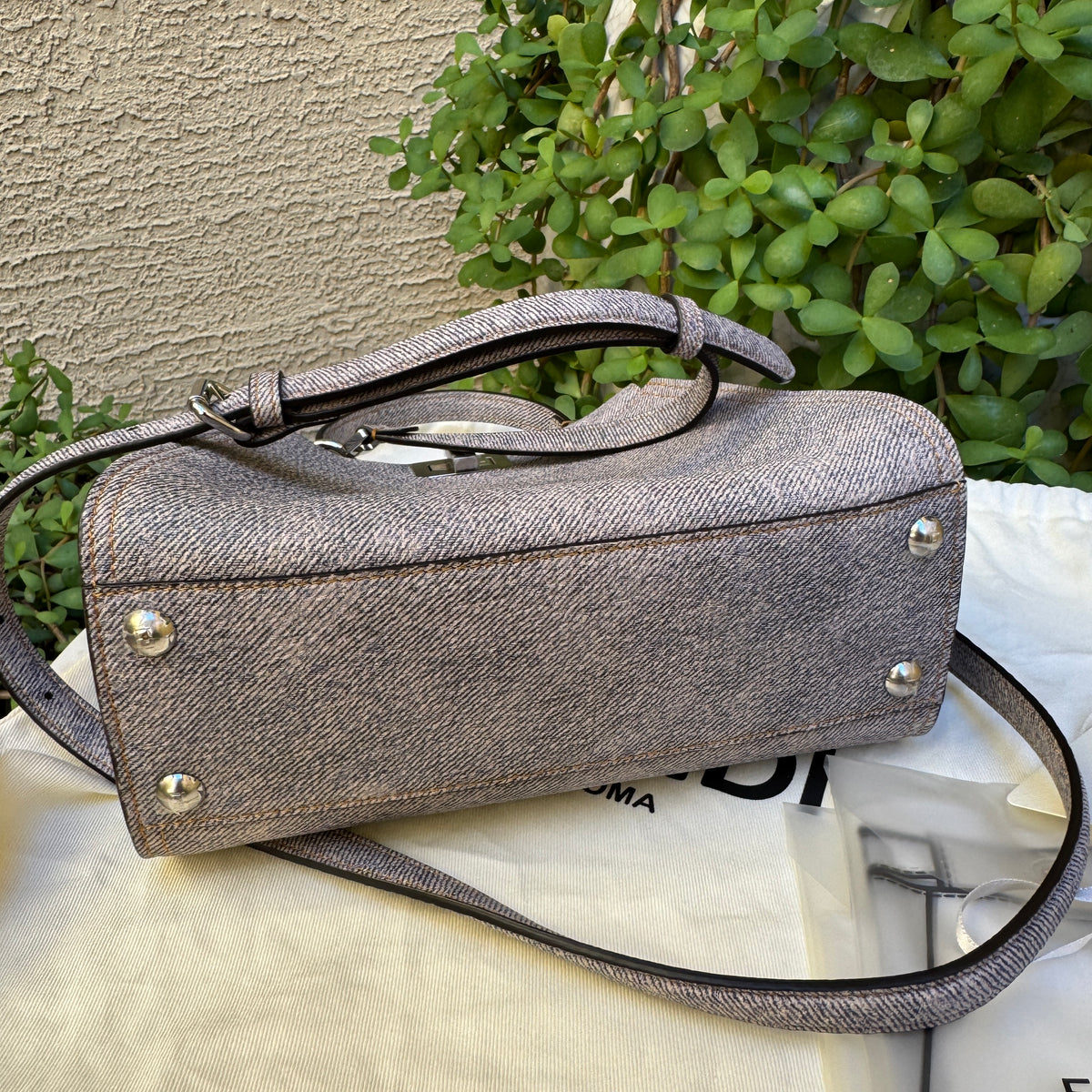 Fendi Denim Effect Leather Mini Peekaboo