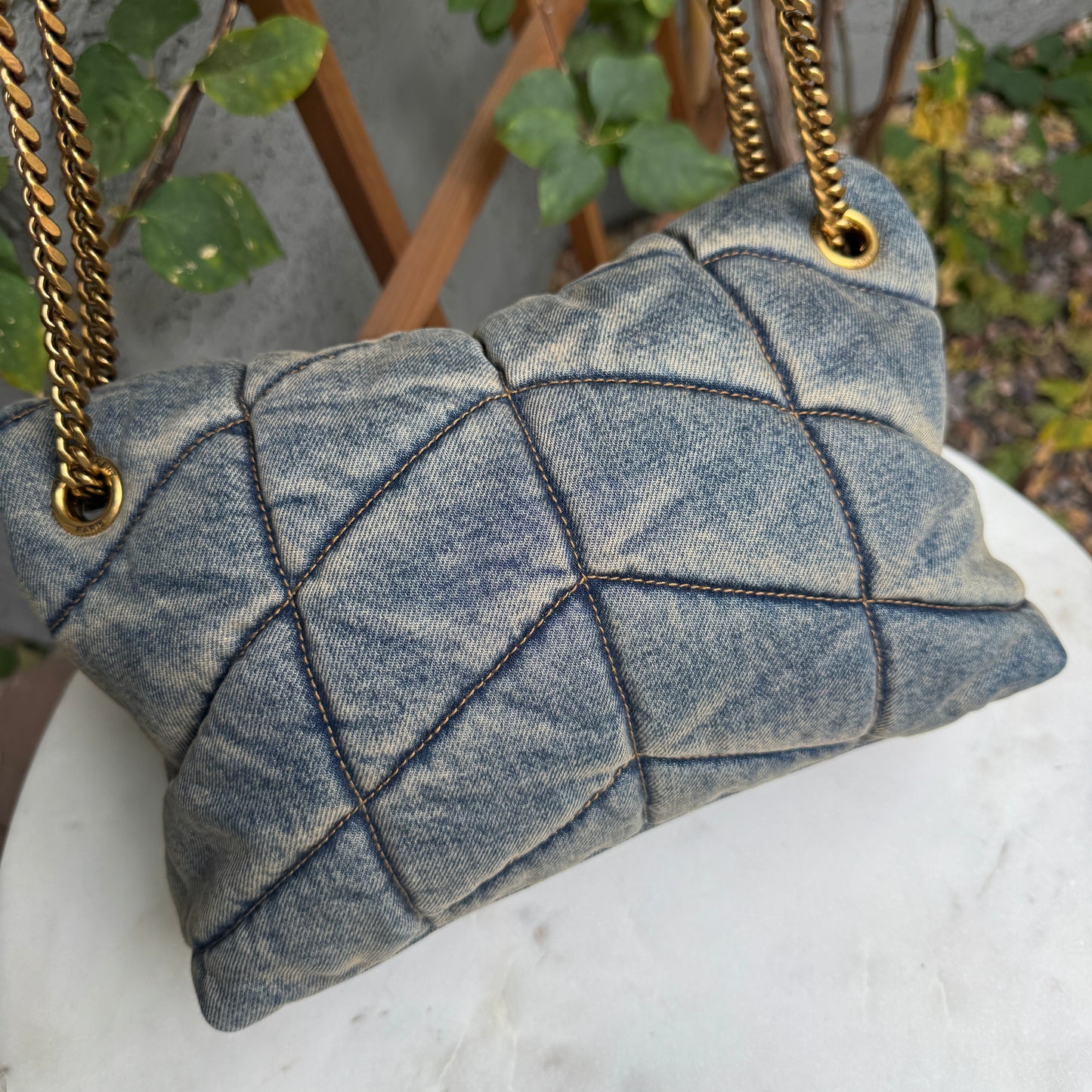 Saint Laurent Denim Toy LouLou Puffer Crossbody