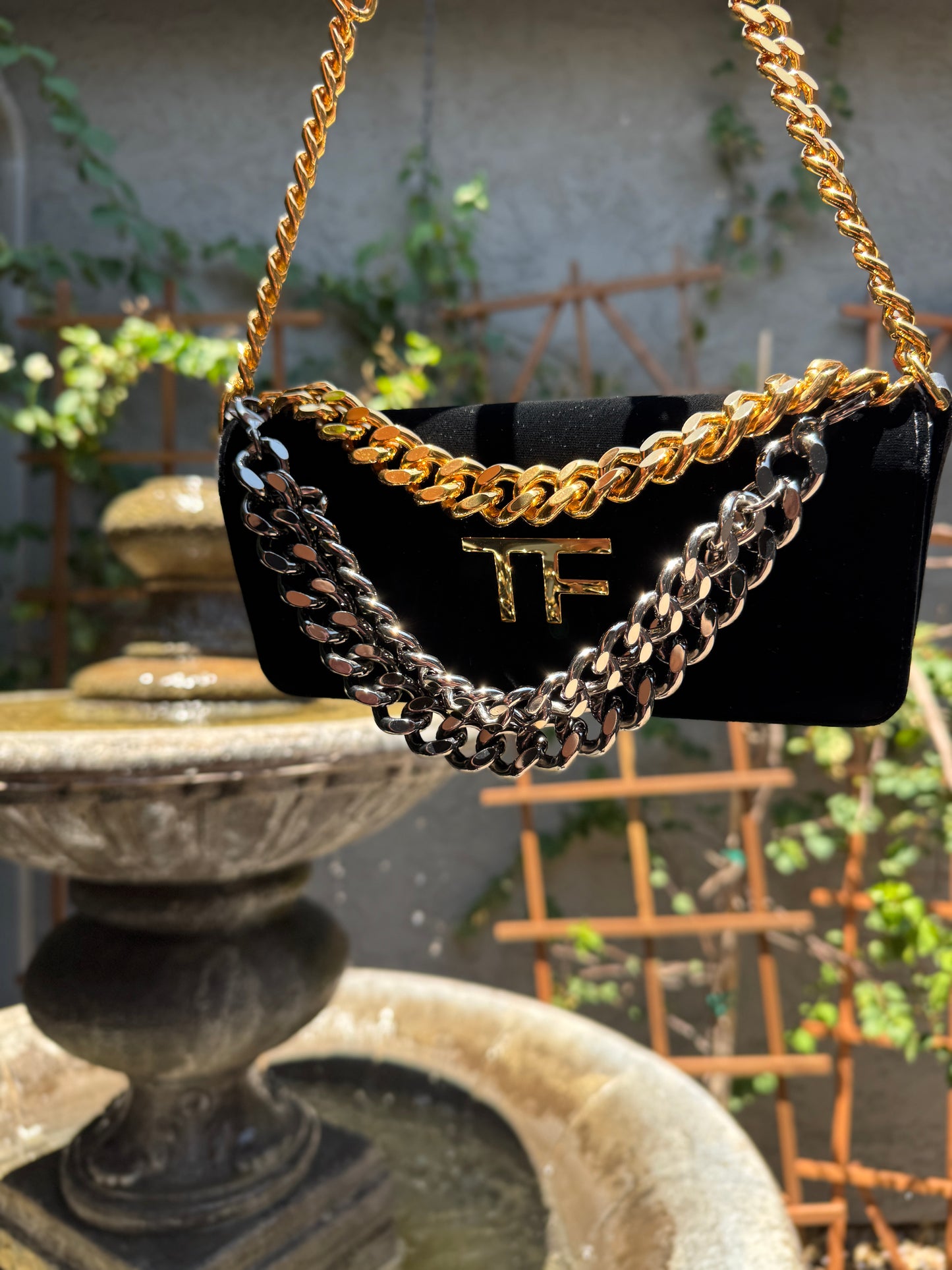 Tom Ford Triple Chain Velvet Crossbody