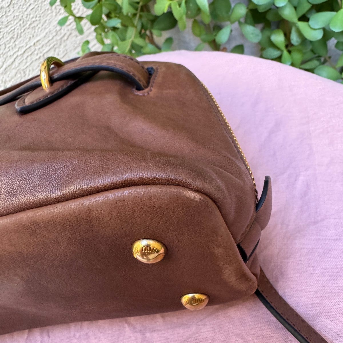 Miu Miu Adventure Nappa Leather Top Handle Bag