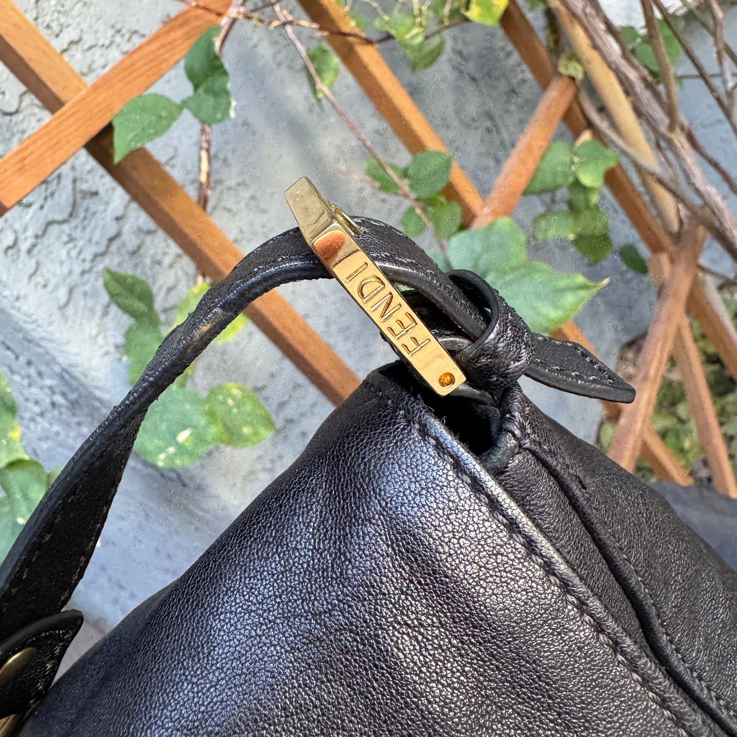 Fendi Lambskin Leather Tortoise Mamma Baguette