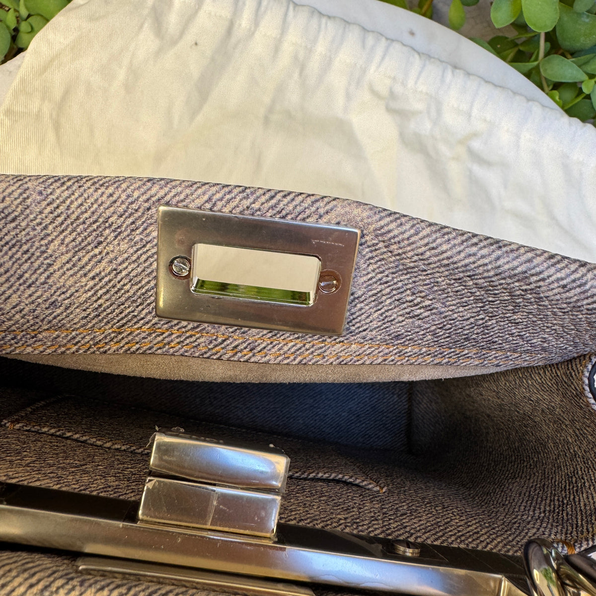 Fendi Denim Effect Leather Mini Peekaboo