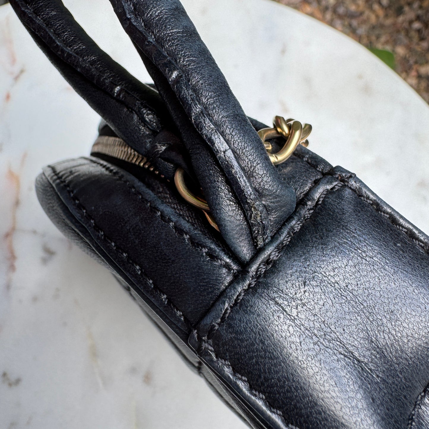 Chanel CC Round Timeless Vintage Lambskin Wristlet Handle Bag