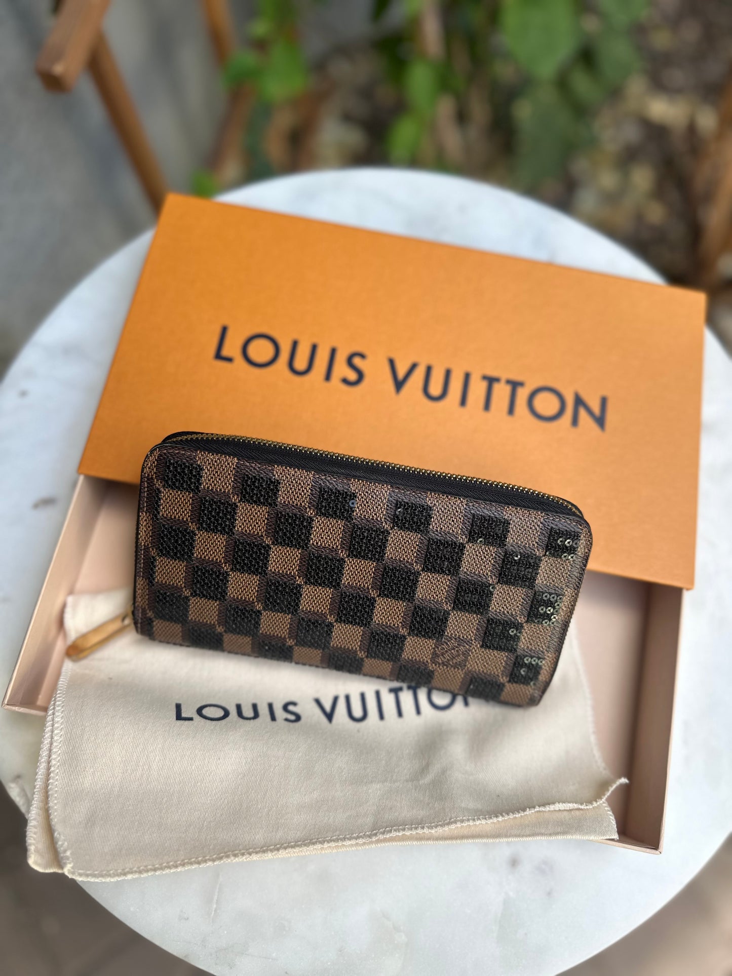Louis Vuitton Damier Ebene Paillettes Zippy Wallet