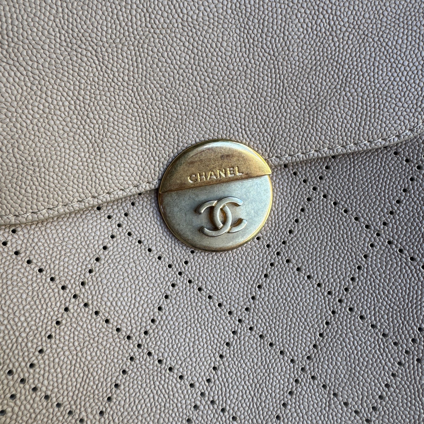 Chanel Moon Lock Perforated Diamond Caviar Leather Hobo