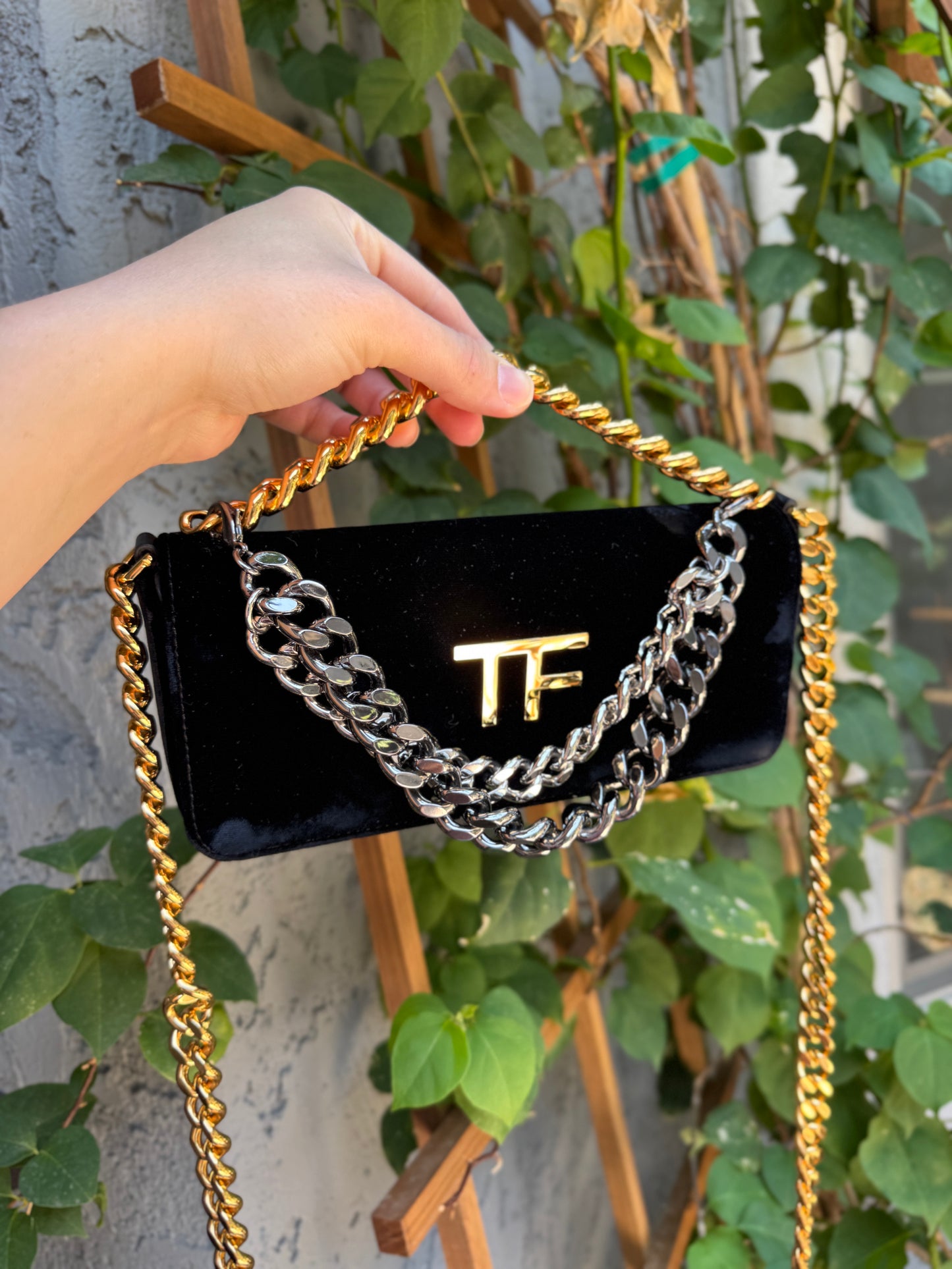 Tom Ford Triple Chain Velvet Crossbody