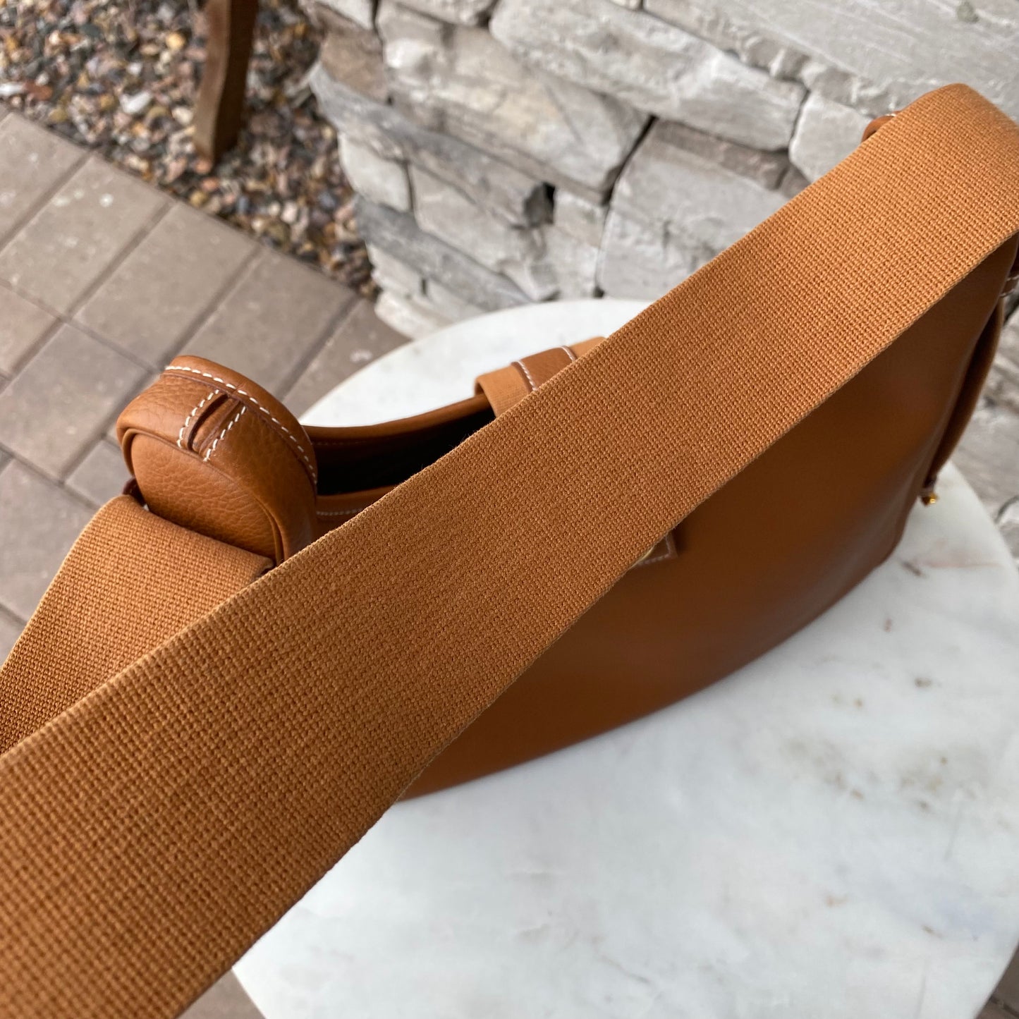 Hermès Tsako Gold Clemence Leather Shoulder Bag