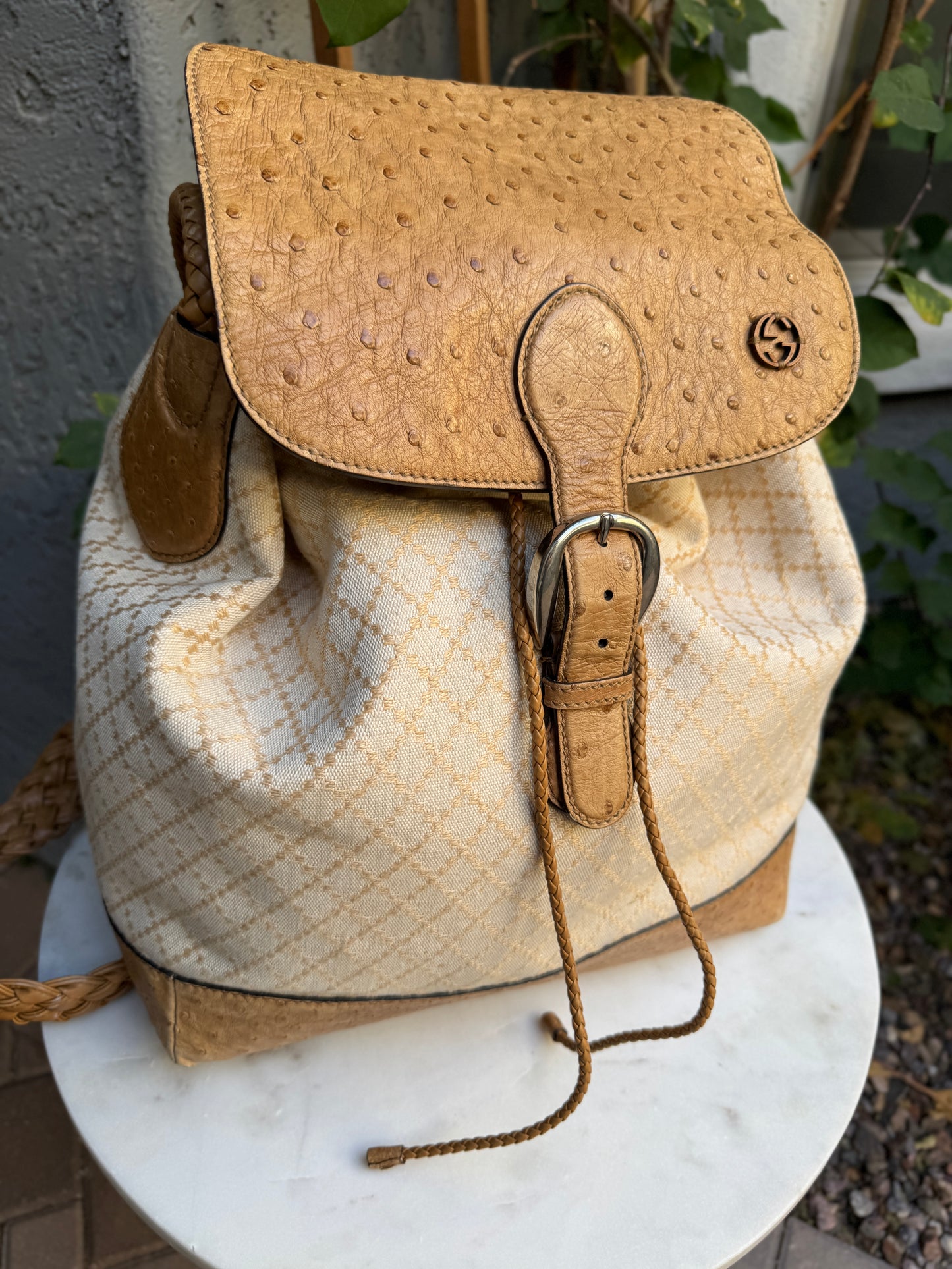 Gucci Ostrich Leather Convertible Backpack