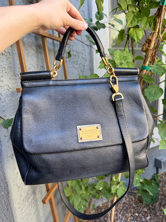 Dolce & Gabbana Large Leather Sicily Shoulder Bag