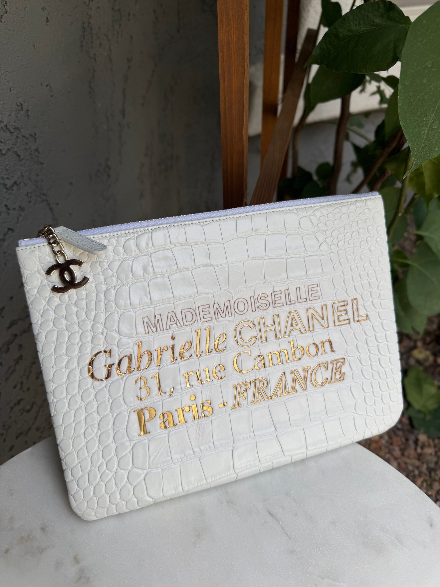 Chanel Croc Embossed Leather O-Case Clutch