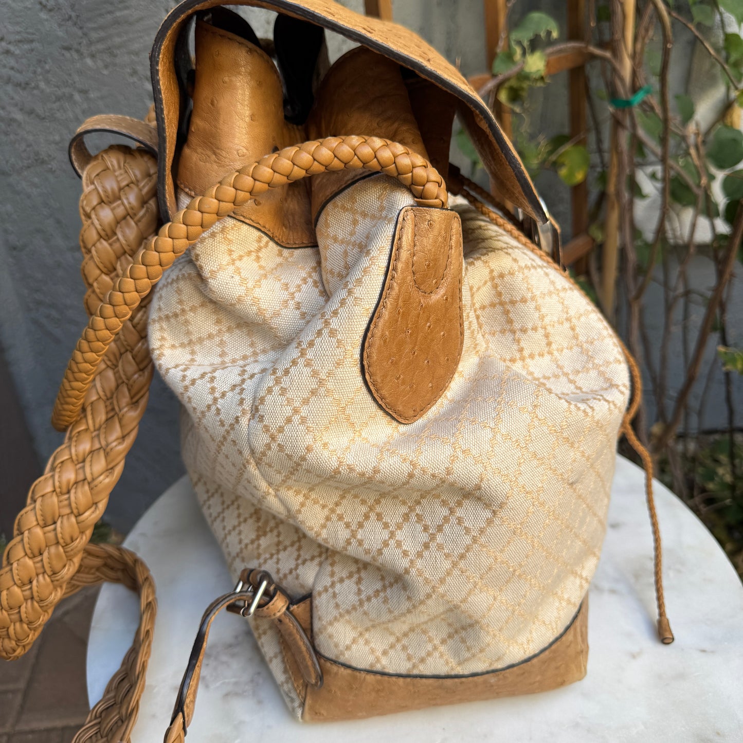 Gucci Ostrich Leather Convertible Backpack