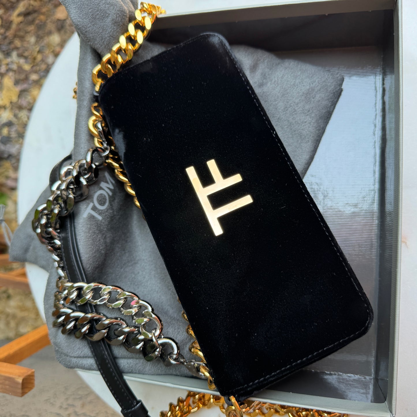 Tom Ford Triple Chain Velvet Crossbody