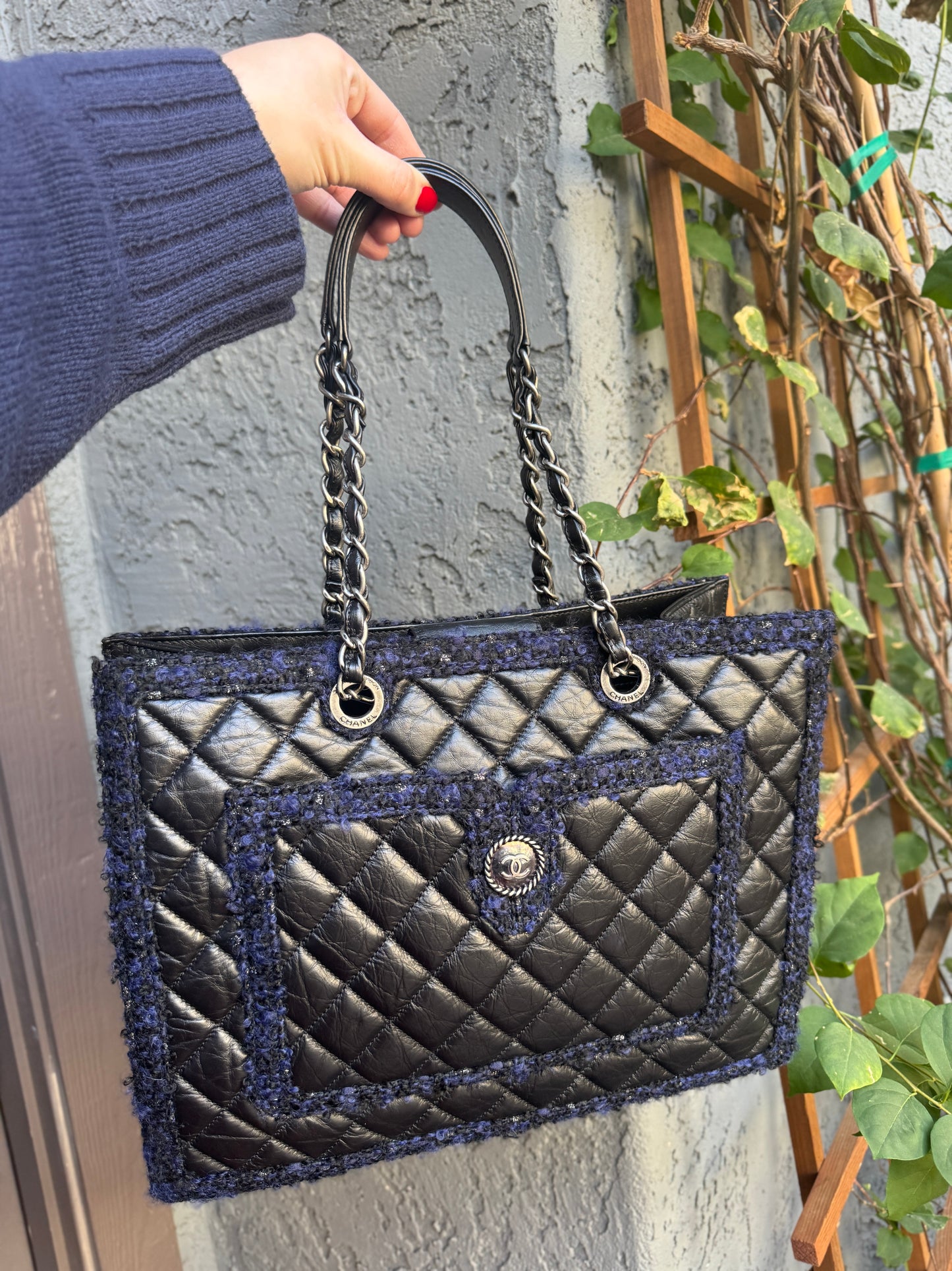 Chanel Calf Leather & Tweed Grand Shopping Secrets Tote