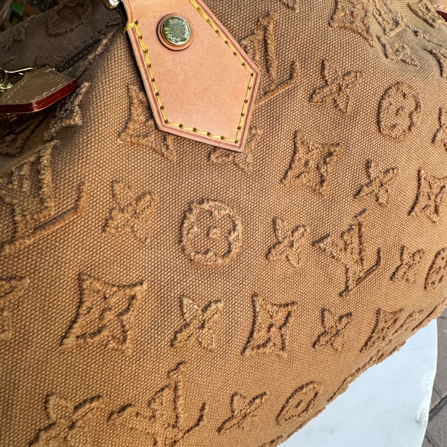 Louis Vuitton Monogram Stone Denim Speedy Bandouliere 35