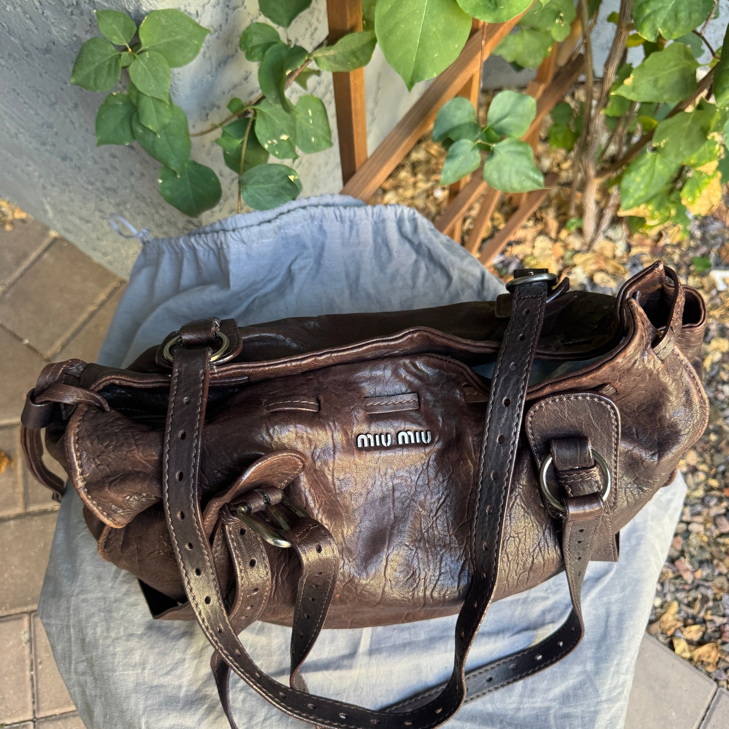 Miu Miu Leather Joie Hobo Shoulder Bag