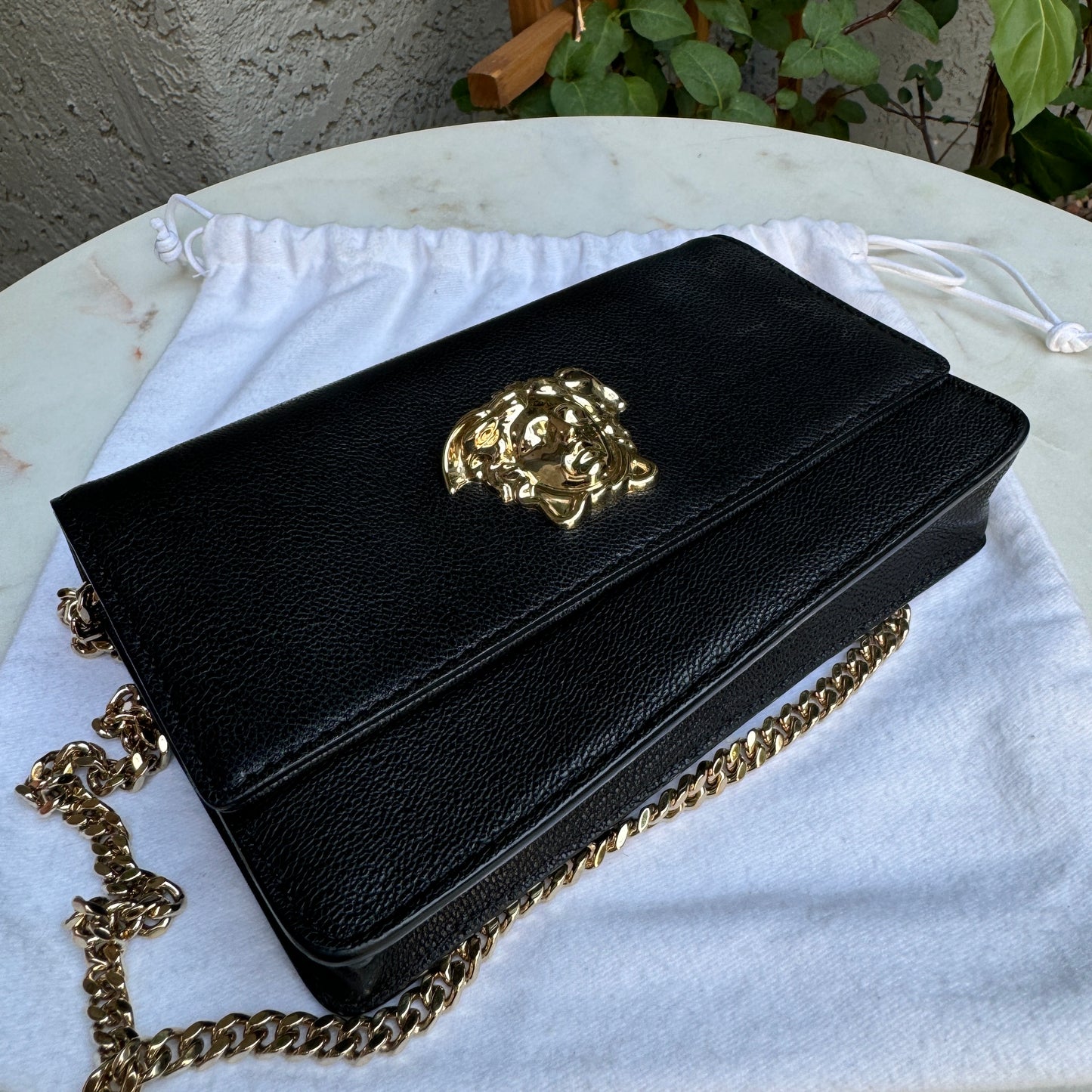 Versace Leather Medusa Chain Crossbody