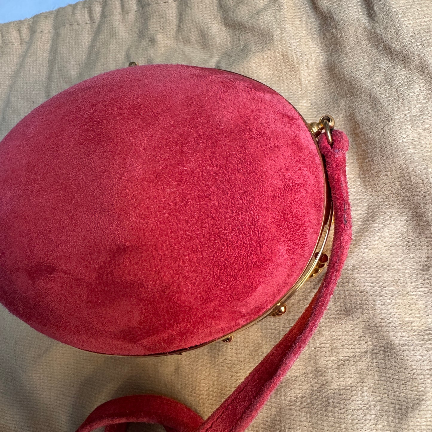 Hermès Oursin Minaudière Pochette Doblis Suede Leather Shoulder Bag