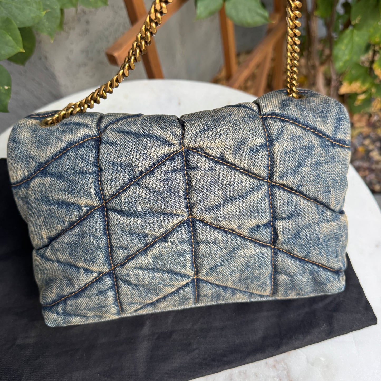 Saint Laurent Denim Toy LouLou Puffer Crossbody