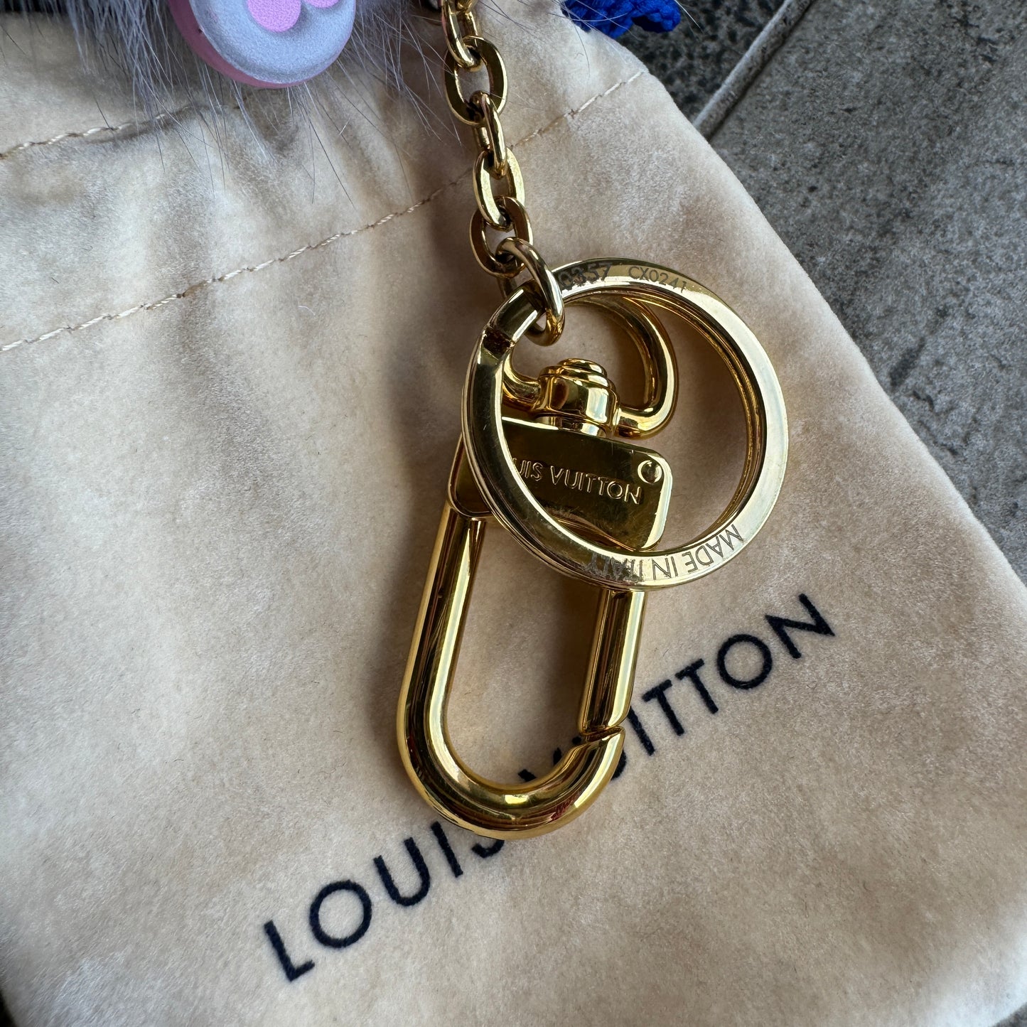 Louis Vuitton Porto Cle Hedgehog Keychain Mink Fur and Leather Bag Charm