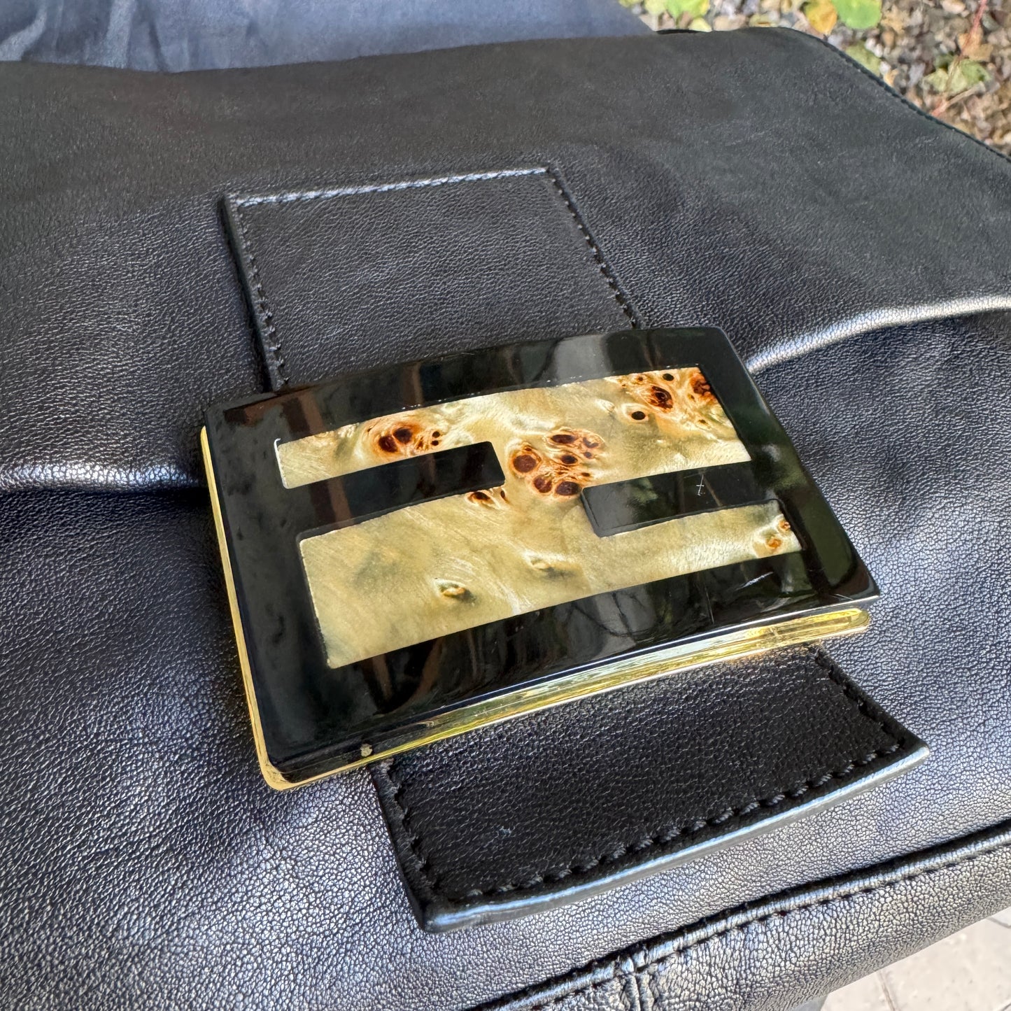 Fendi Lambskin Leather Tortoise Mamma Baguette