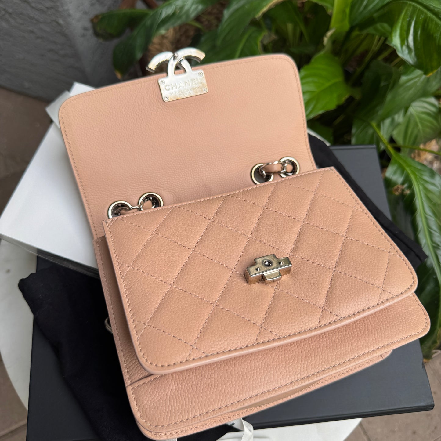 Chanel Caviar Leather CC Box Flap Bag