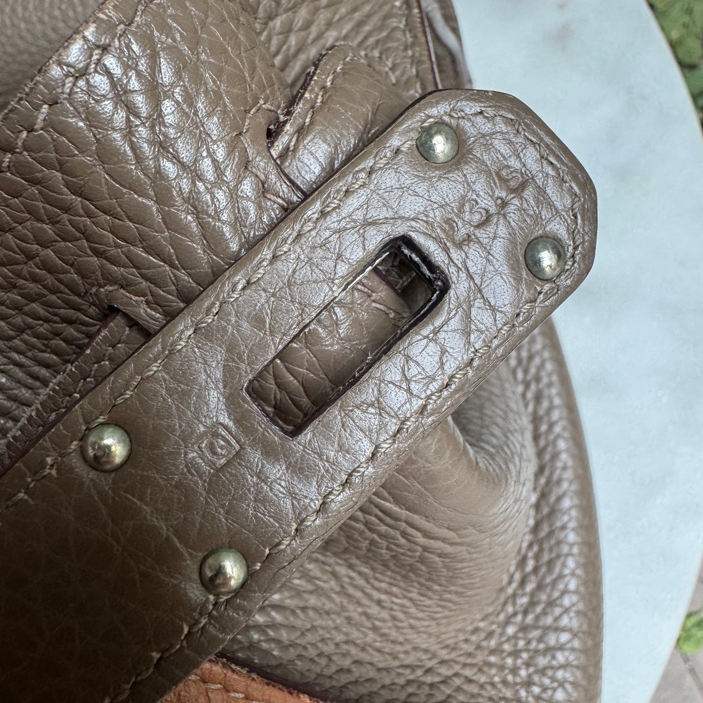 Hermès Jypsiere 34 Bicolor Pebbled Clemence Leather Crossbody