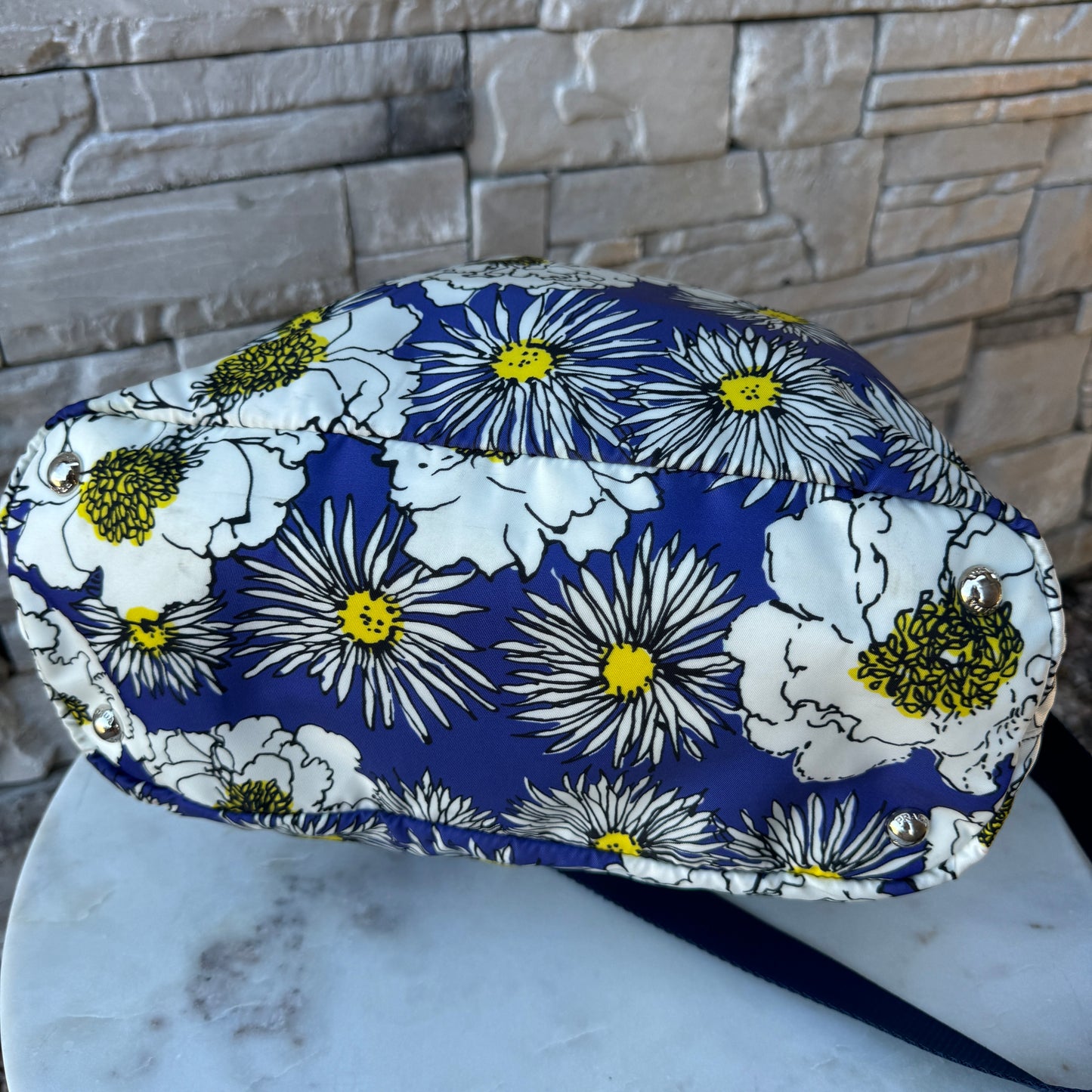 Prada Tessuto Stampat Flower Leather & Nylon Shopper Tote
