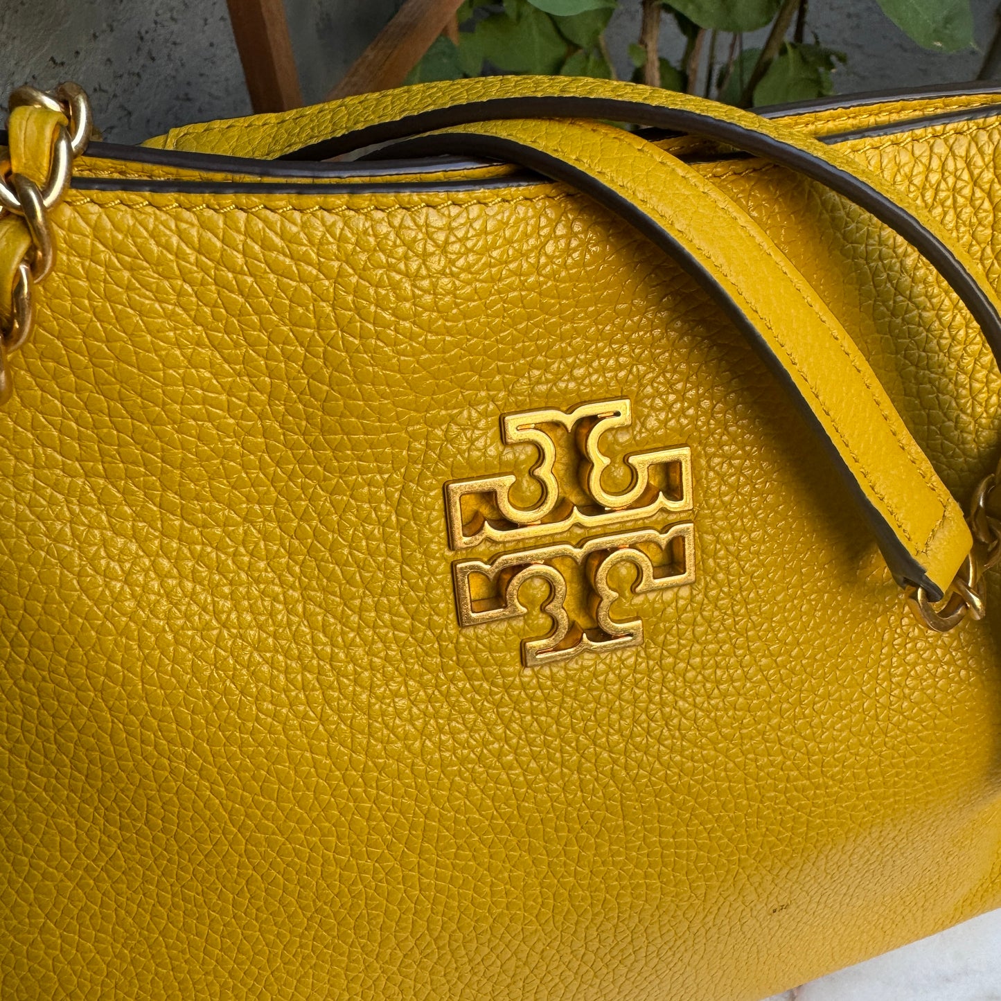 Tory Burch Britten Slouchy Chain Pebbled Leather Shoulder Bag