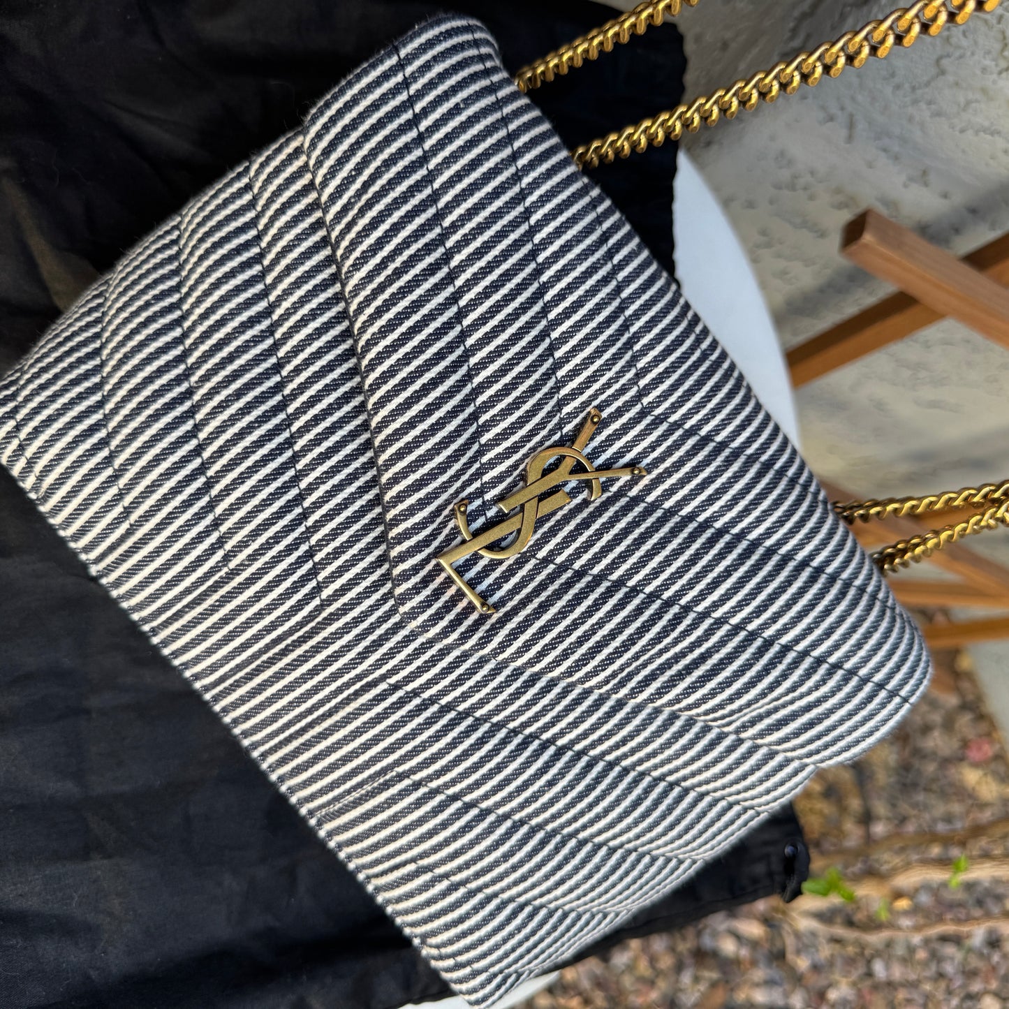 Saint Laurent Small Loulou Striped Chain Crossbody