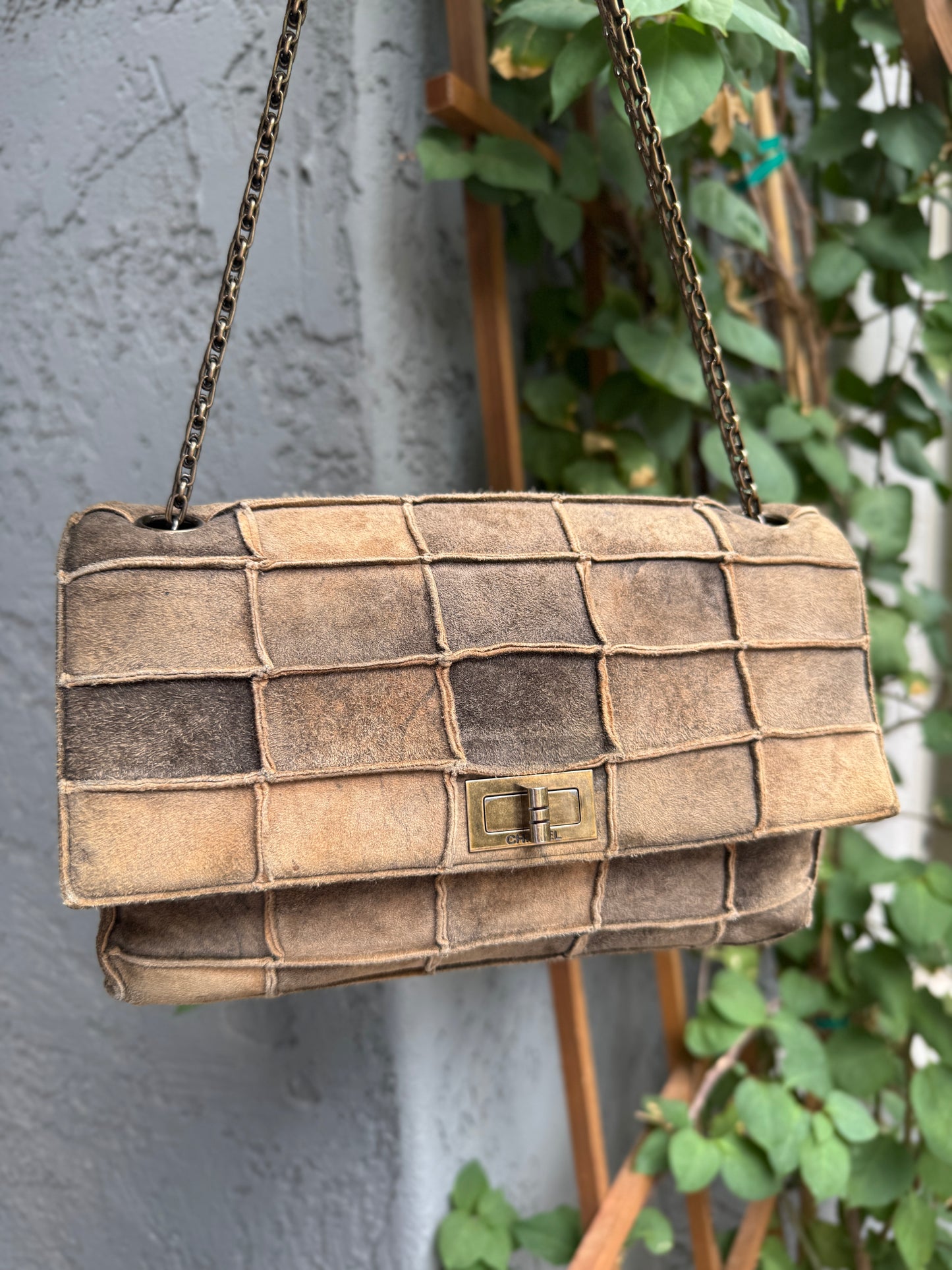 Chanel Suede Patchwork Reissue 225 Single Flap Shoulder Bag