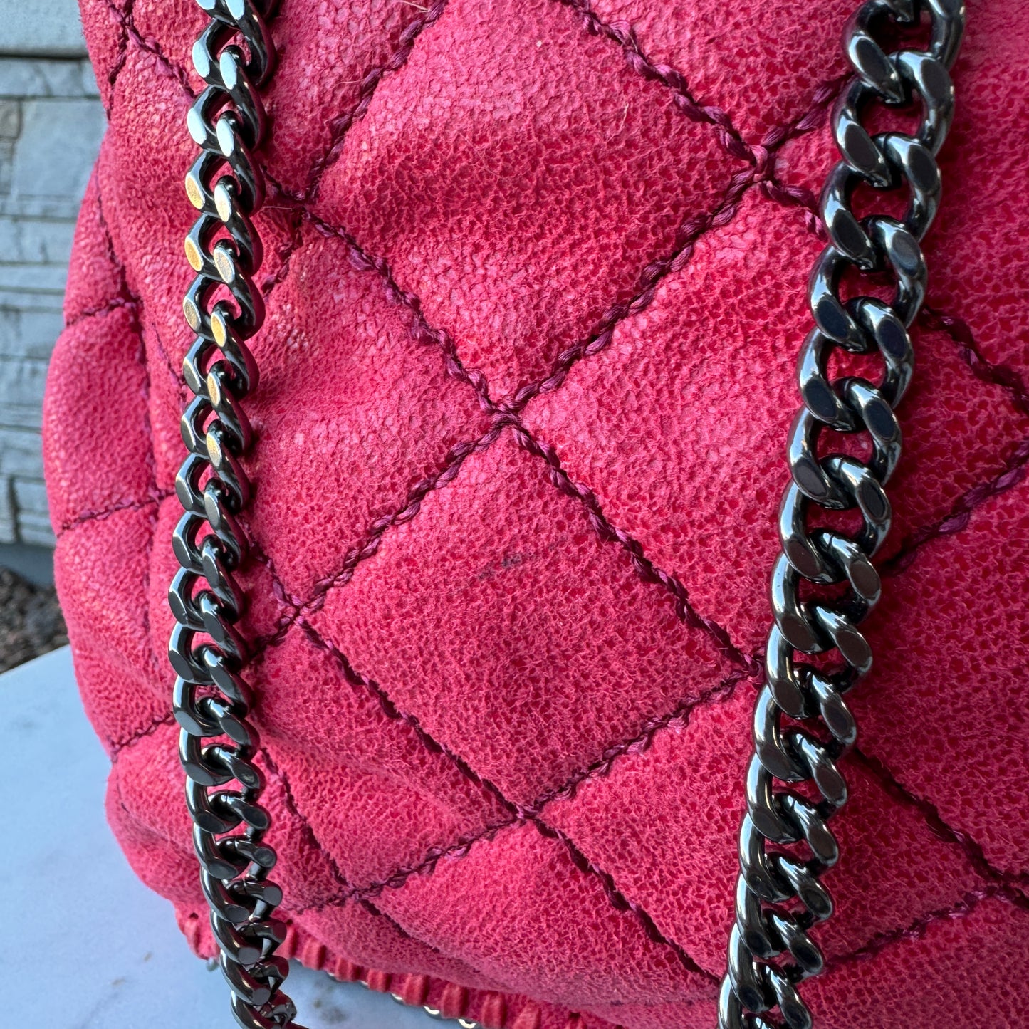 Stella McCartney Shaggy Deer Quilted Mini Falabella Backpack