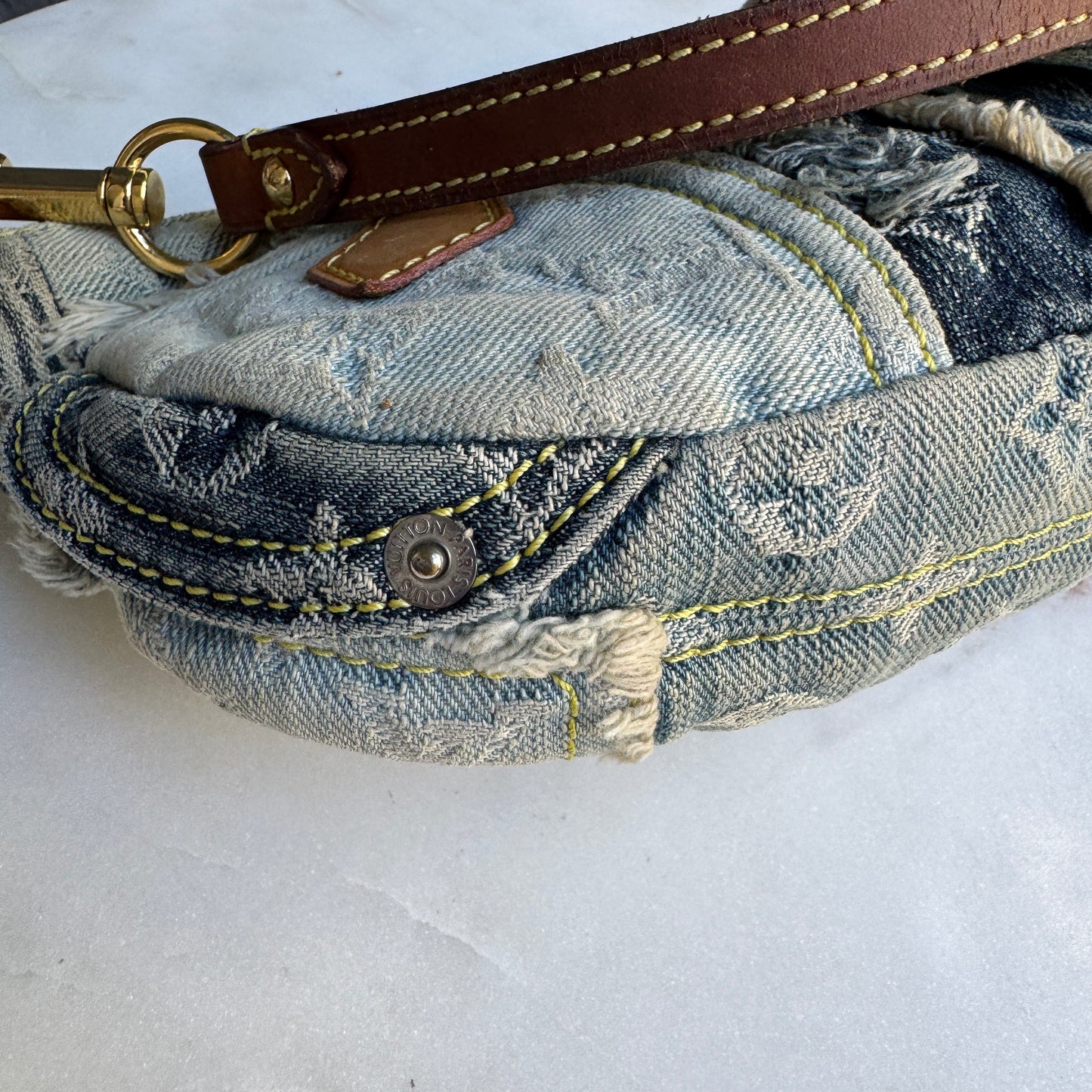 Louis Vuitton Denim Patchwork Pouchy Shoulder Bag