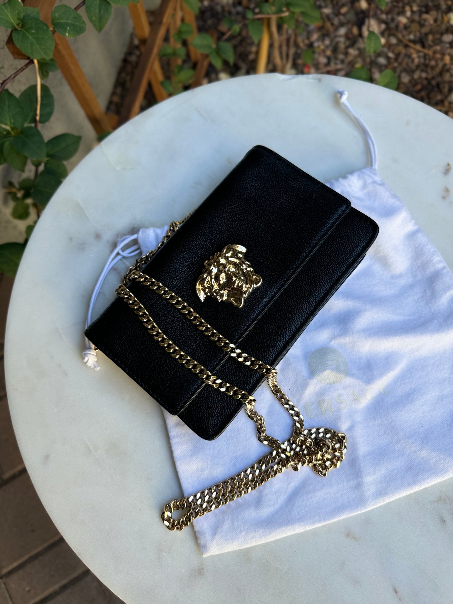 Versace Leather Medusa Chain Crossbody