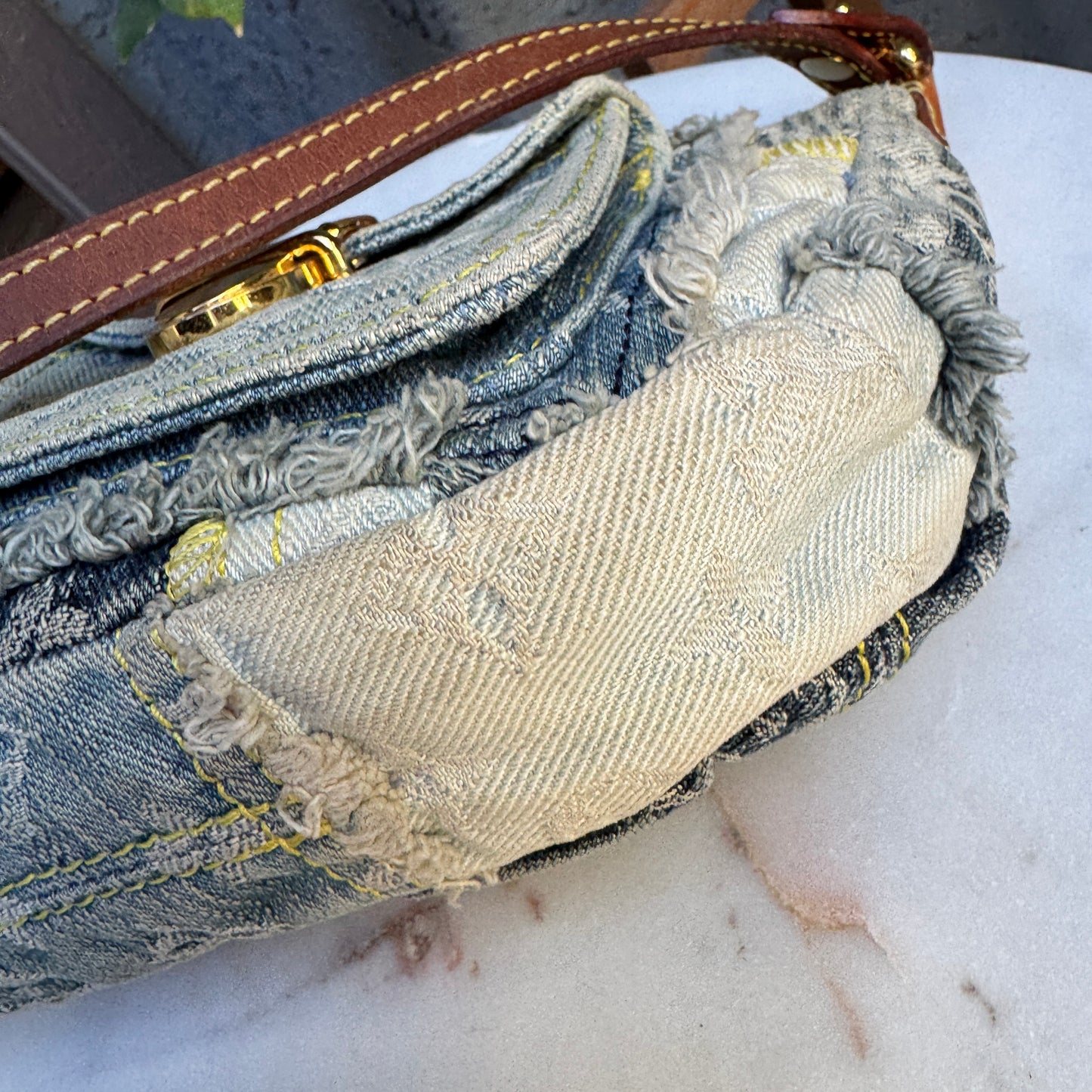 Louis Vuitton Denim Patchwork Pouchy Shoulder Bag