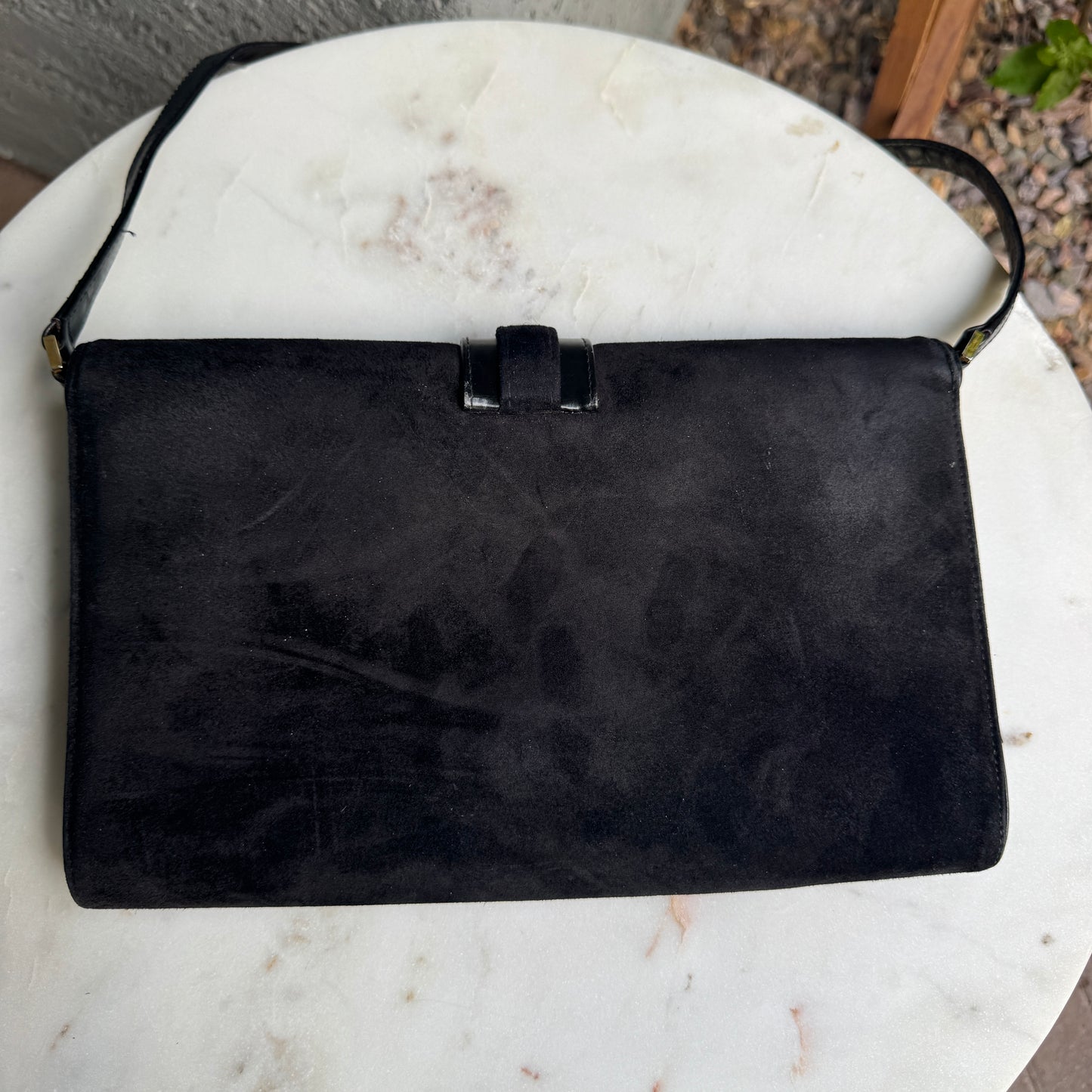 Gucci Vintage Suede Leather Flap Shoulder Bag