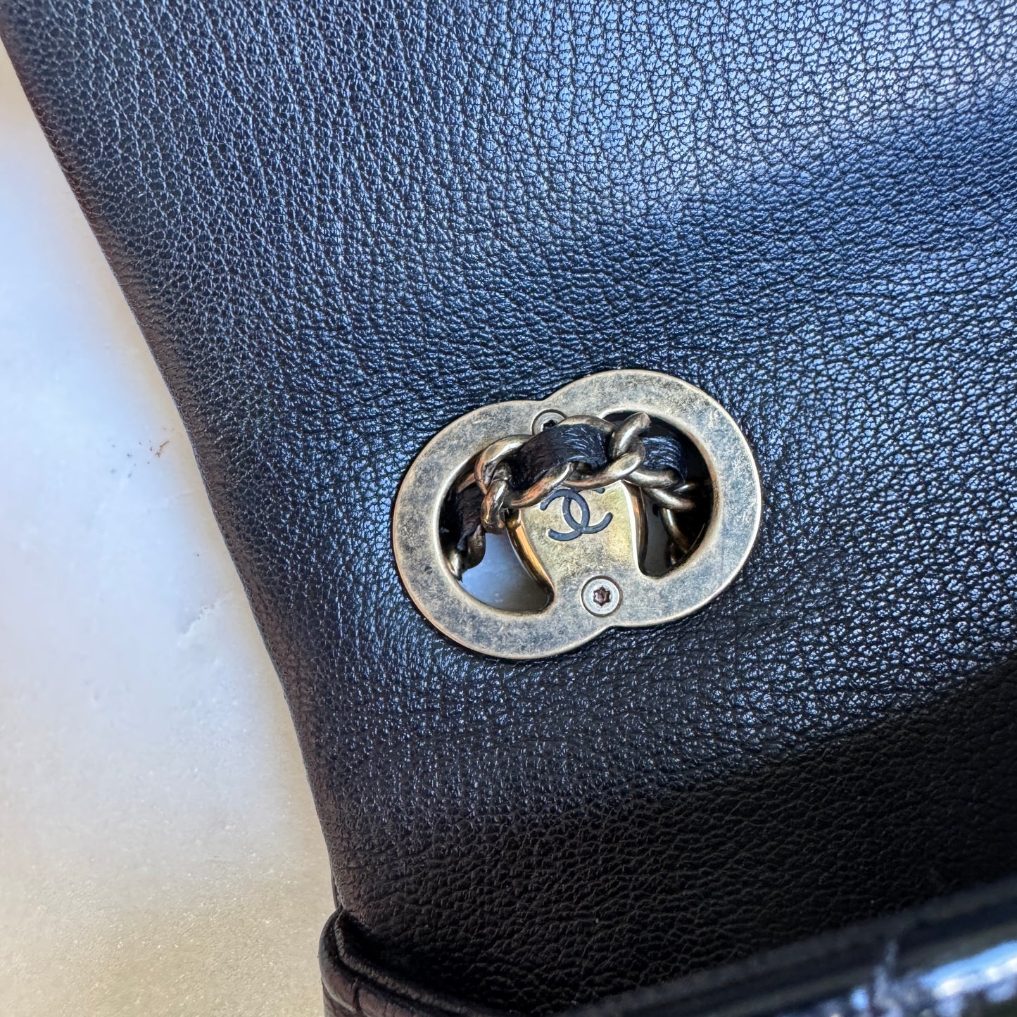 Chanel Quilted Patent Leather Medium Eyelet Single Flap Crossbody