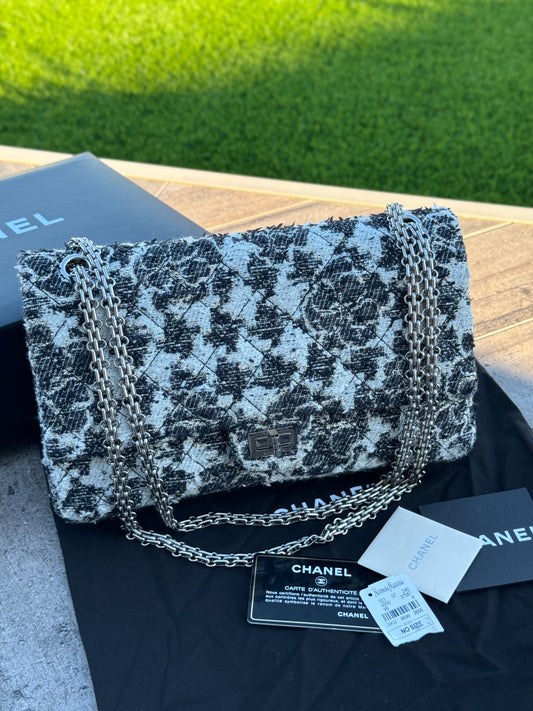 Chanel Reissue 2.55 Camellia Quilted Tweed 226 Flap Bag