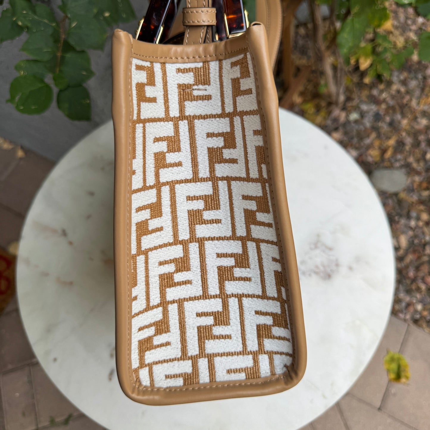 Fendi Small Zucca Monogram Woven Sunshine Shopper Tote