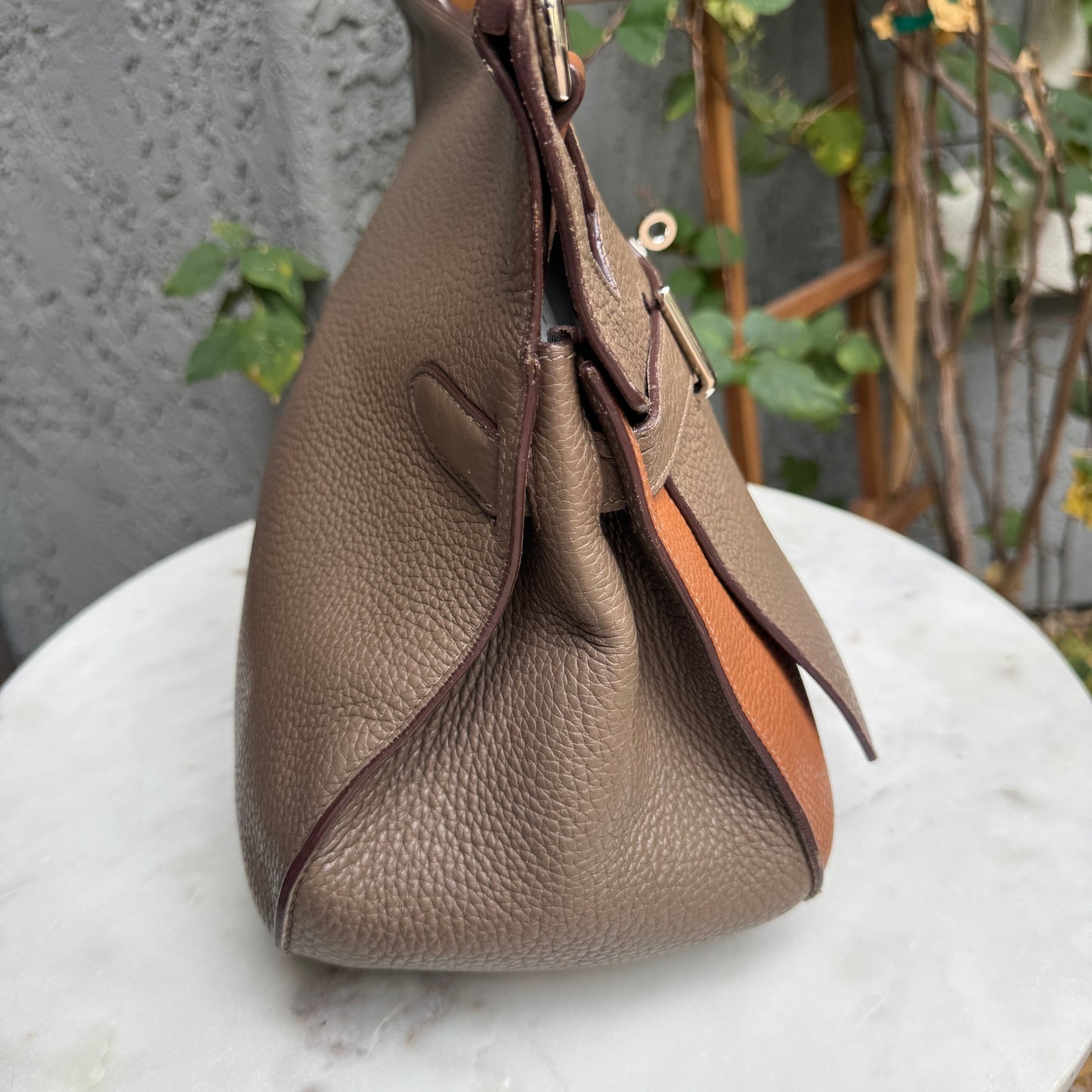 Hermès Jypsiere 34 Bicolor Pebbled Clemence Leather Crossbody