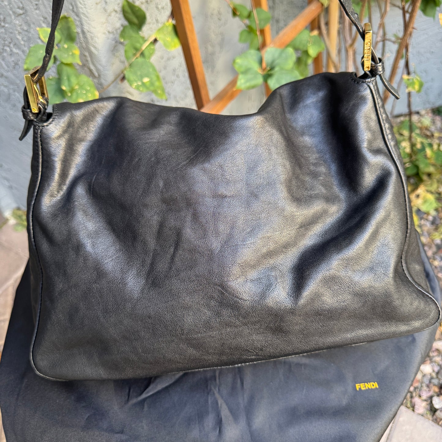 Fendi Lambskin Leather Tortoise Mamma Baguette